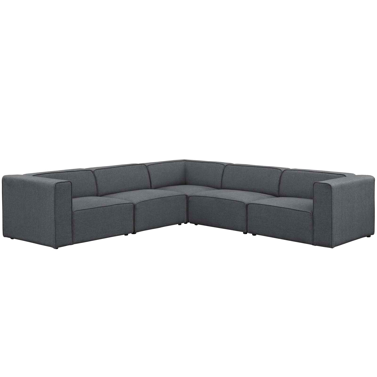 Modway Sectional Sofas - Mingle 5 Piece 27"H Fabric Sectional Sofa Set Gray