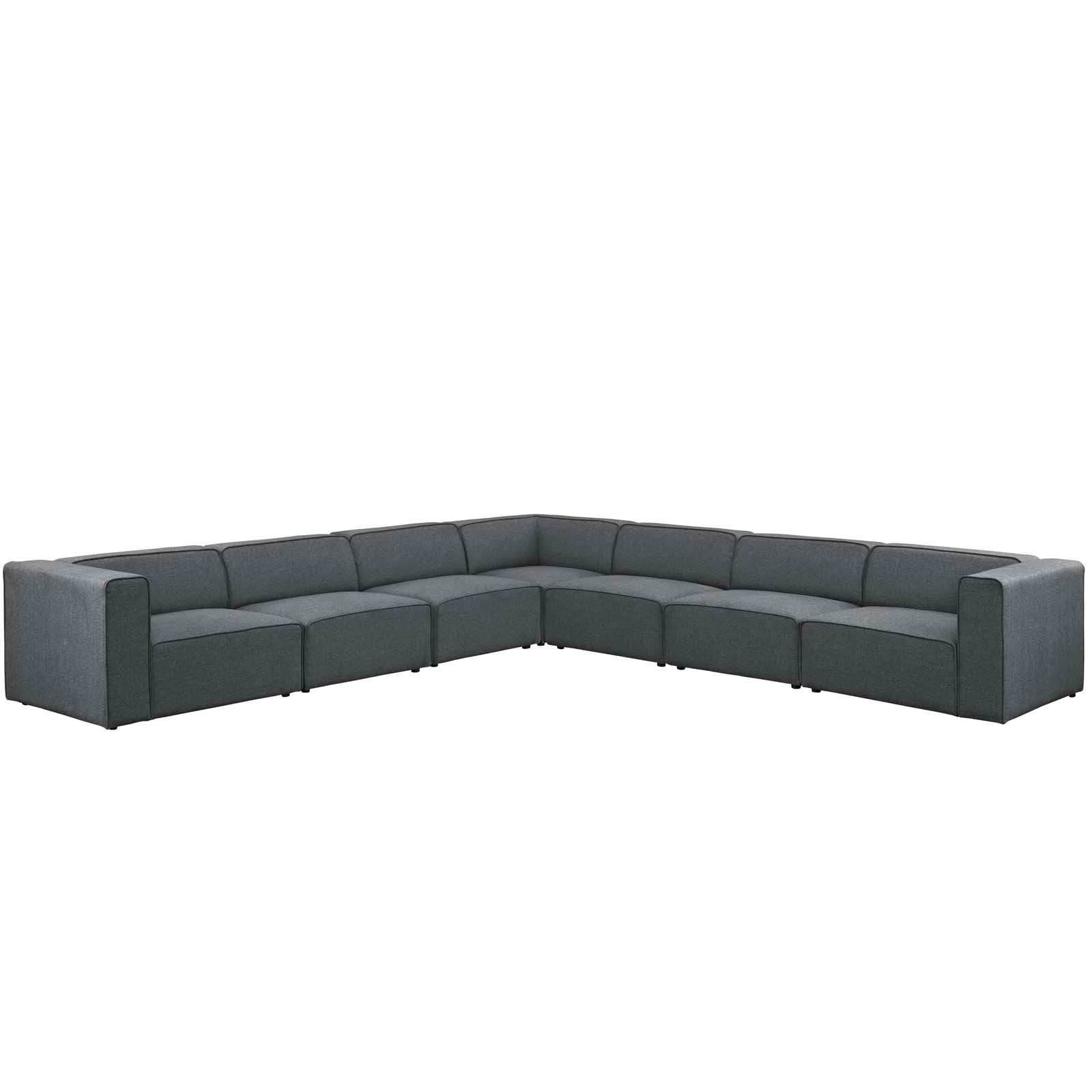 Modway Sectional Sofas - Mingle 7 Piece Upholstered Fabric Sectional Sofa Set Gray