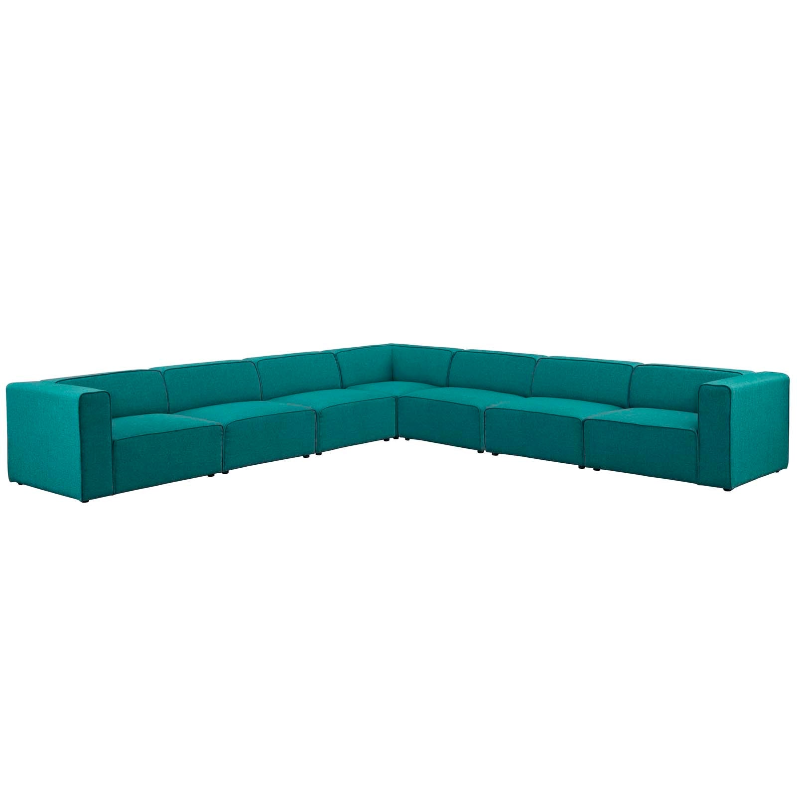 Modway Sectional Sofas - Mingle 7 Piece Upholstered 149.5"W Fabric Sectional Sofa Set Teal