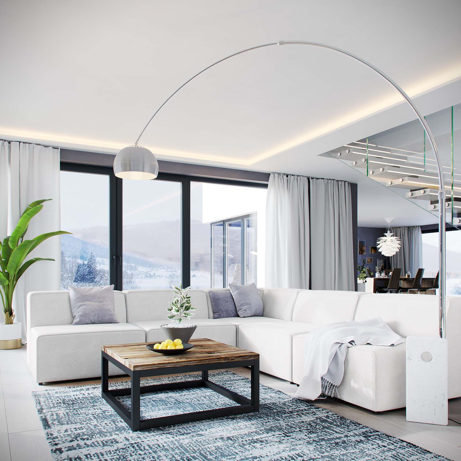 Modway Sectional Sofas - Mingle 5 Piece Upholstered Fabric Armless Sectional Sofa Set White