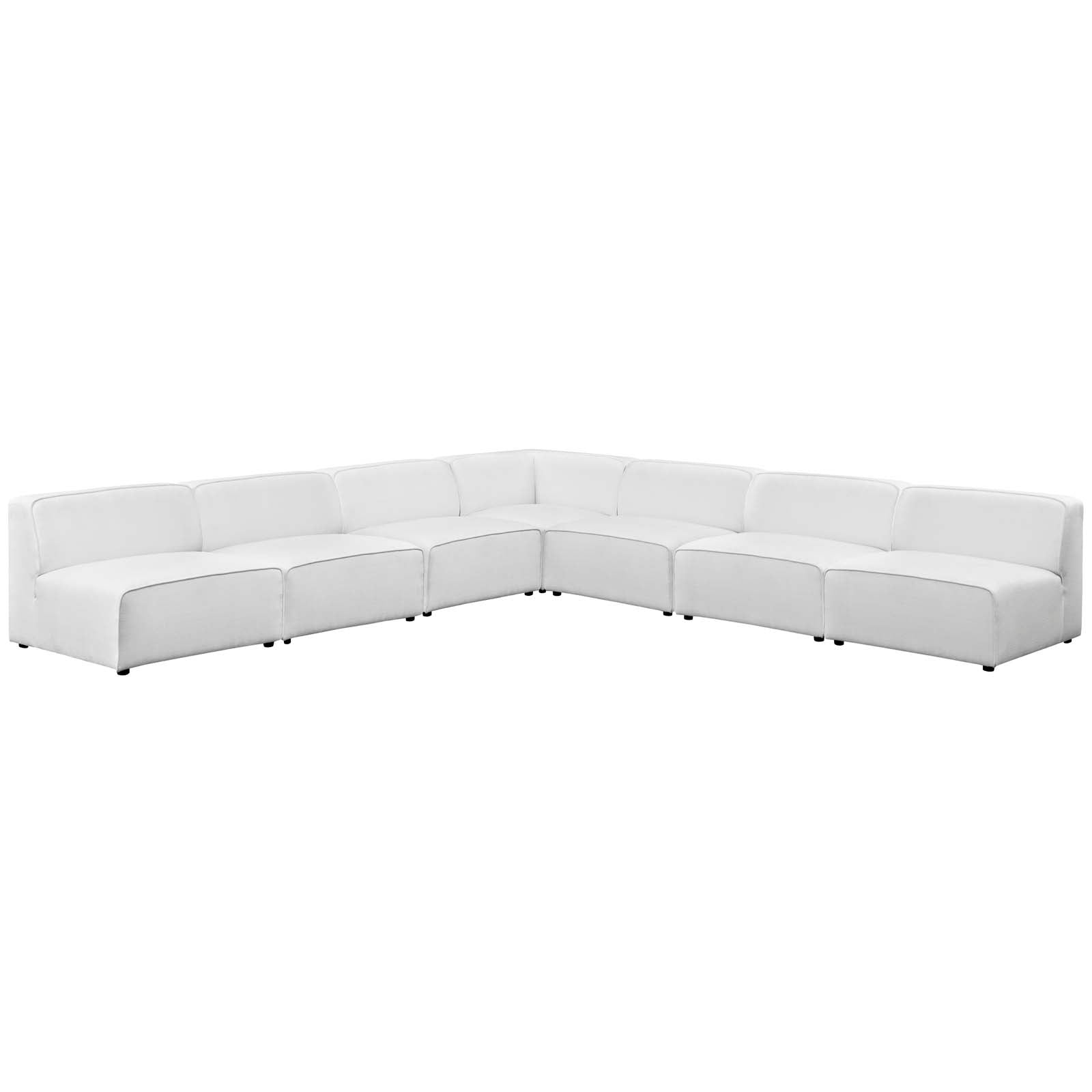 Modway Sectional Sofas - Mingle 7 Piece Upholstered Fabric Sectional Sofa Set White