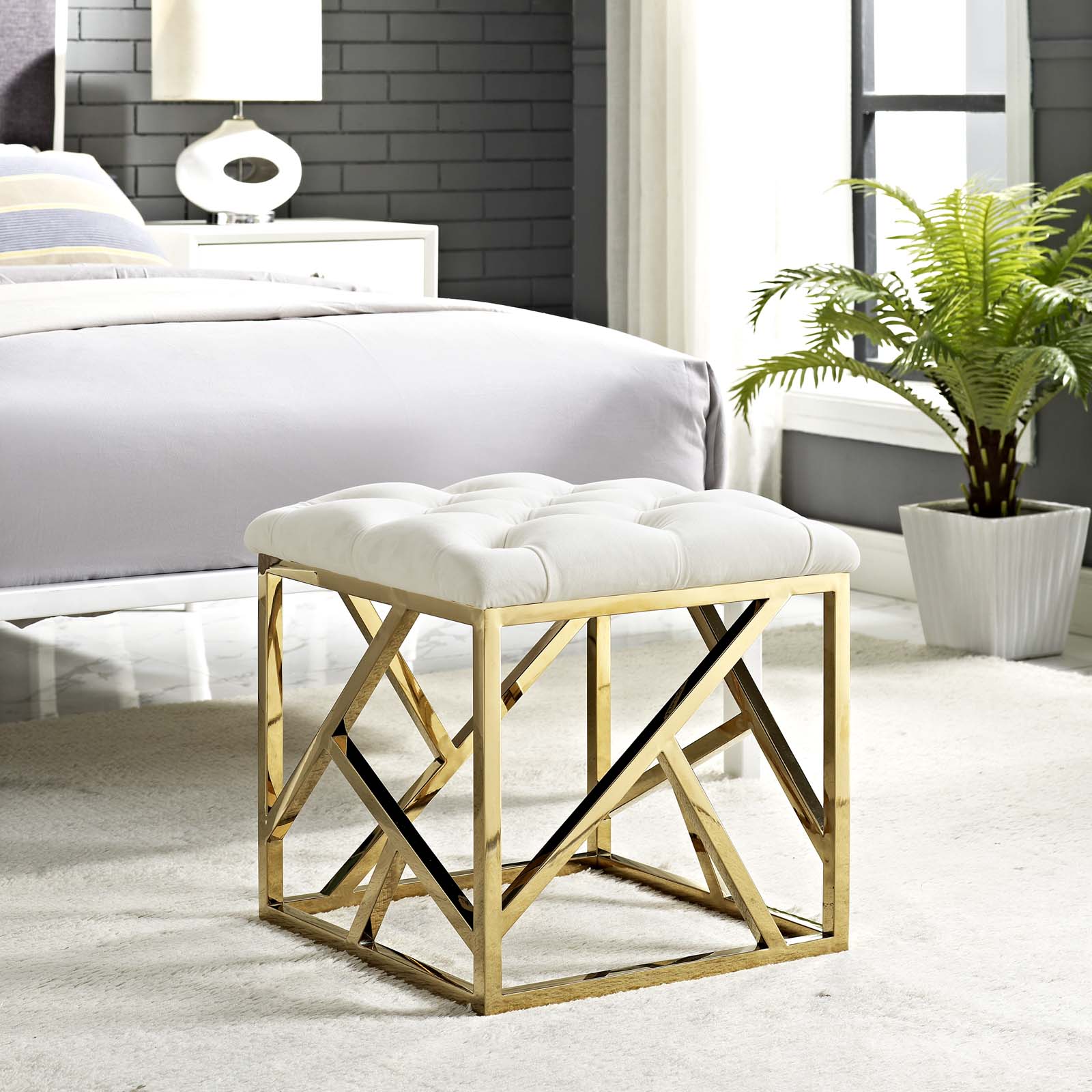 Modway Ottomans & Stools - Intersperse Ottoman Gold Ivory