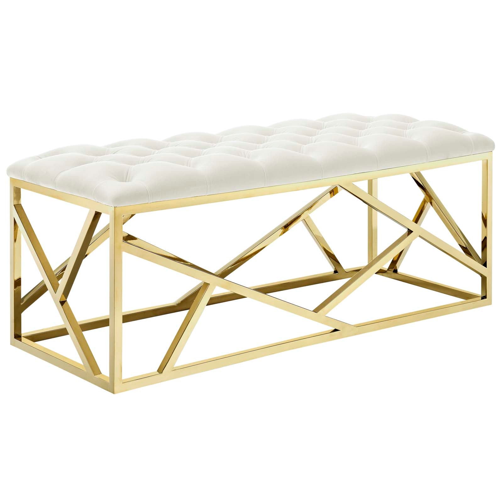 Modway Benches - Intersperse Bench Gold Ivory
