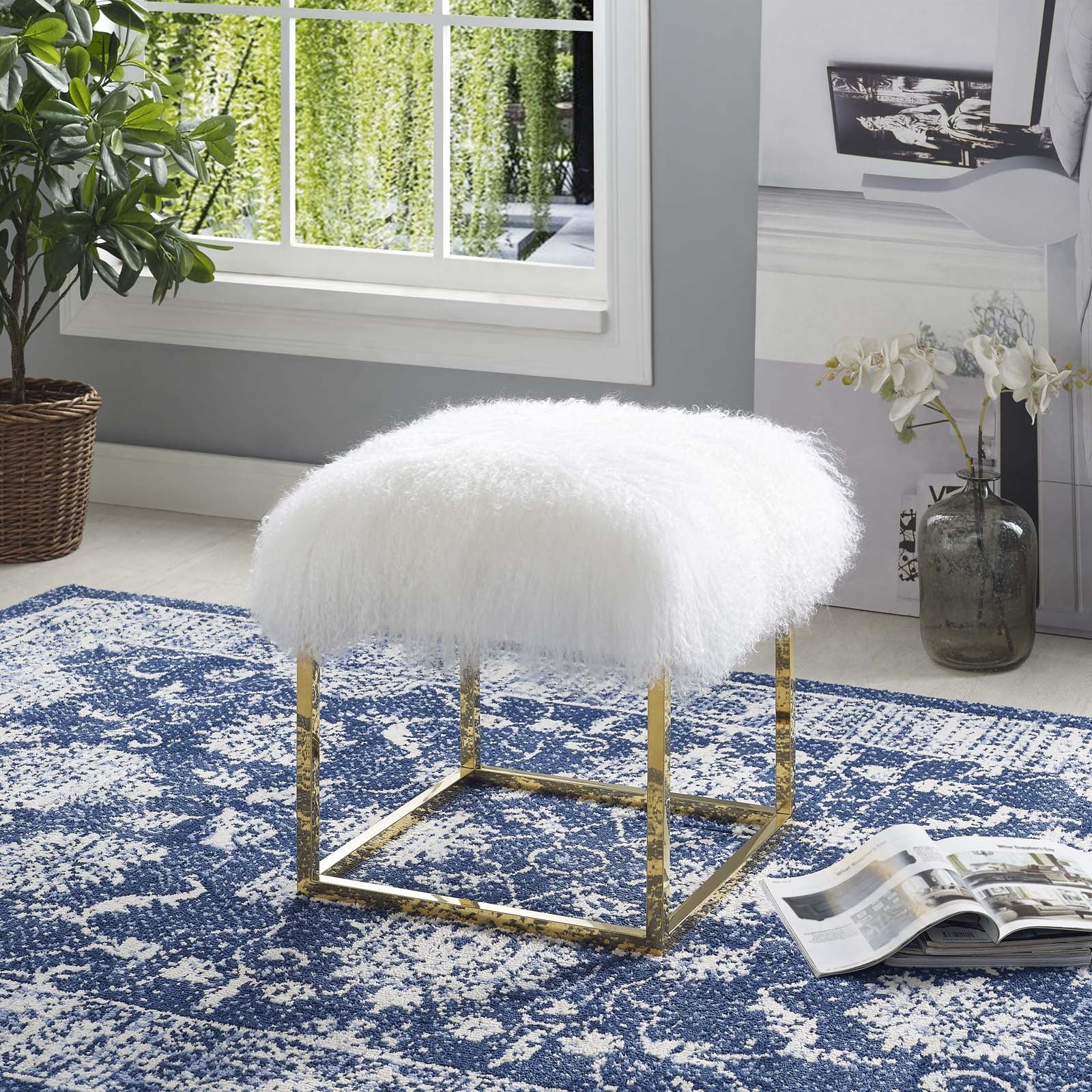 Modway Ottomans & Stools - Anticipate Ottoman Gold White
