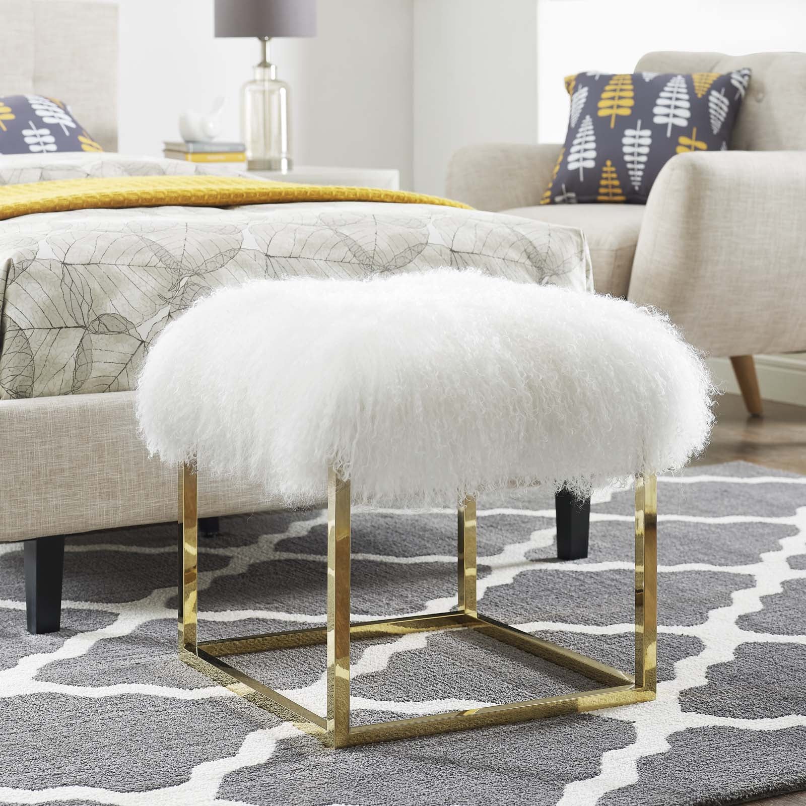 Modway Ottomans & Stools - Anticipate Ottoman Gold White
