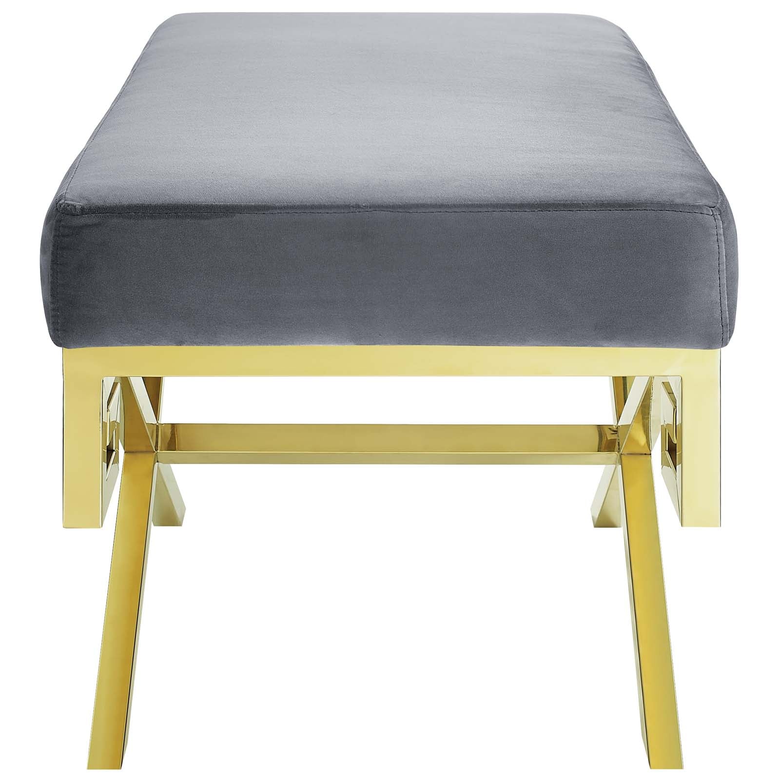 Modway Benches - Rove Velvet Performance Velvet Bench Gold Gray