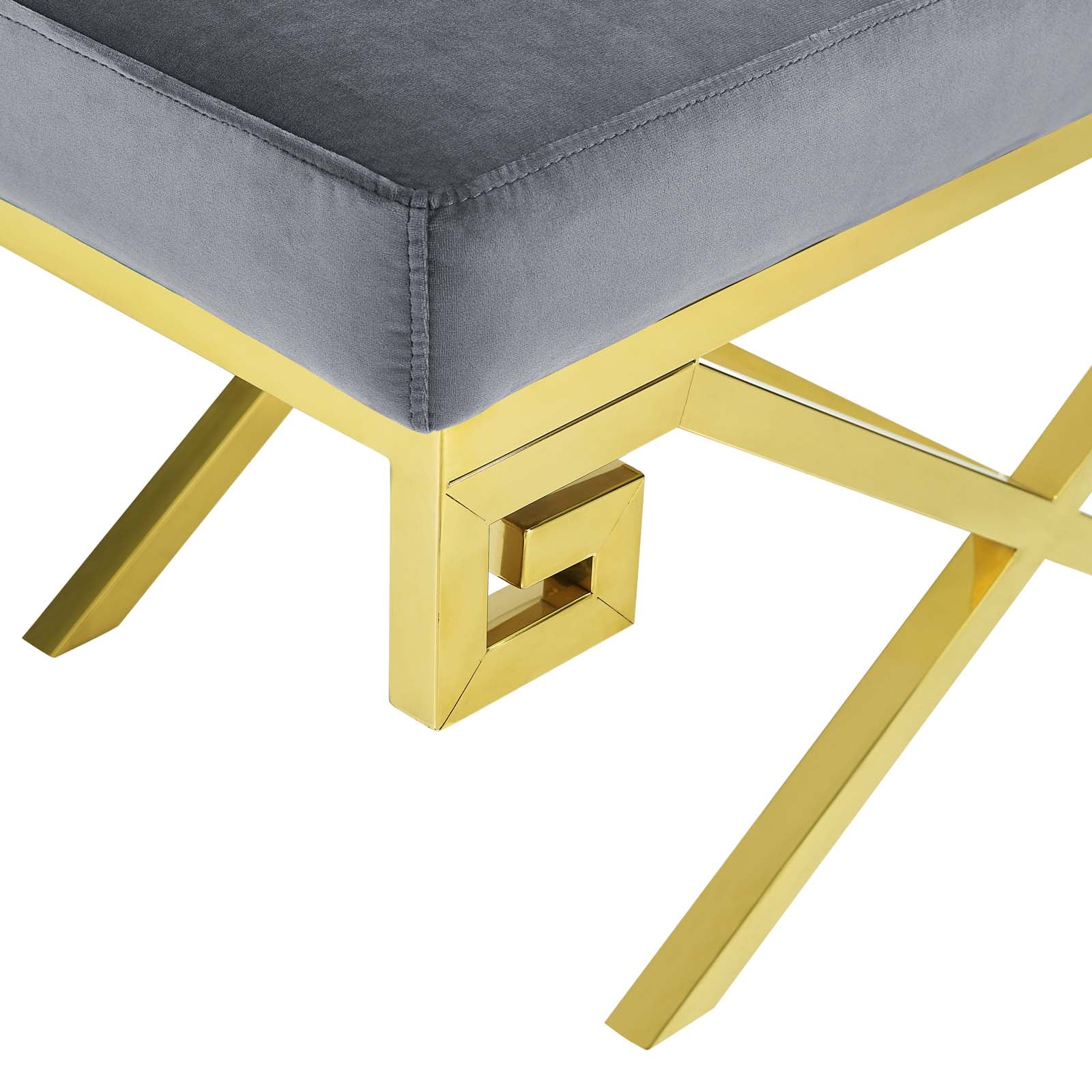 Modway Benches - Rove Velvet Performance Velvet Bench Gold Gray