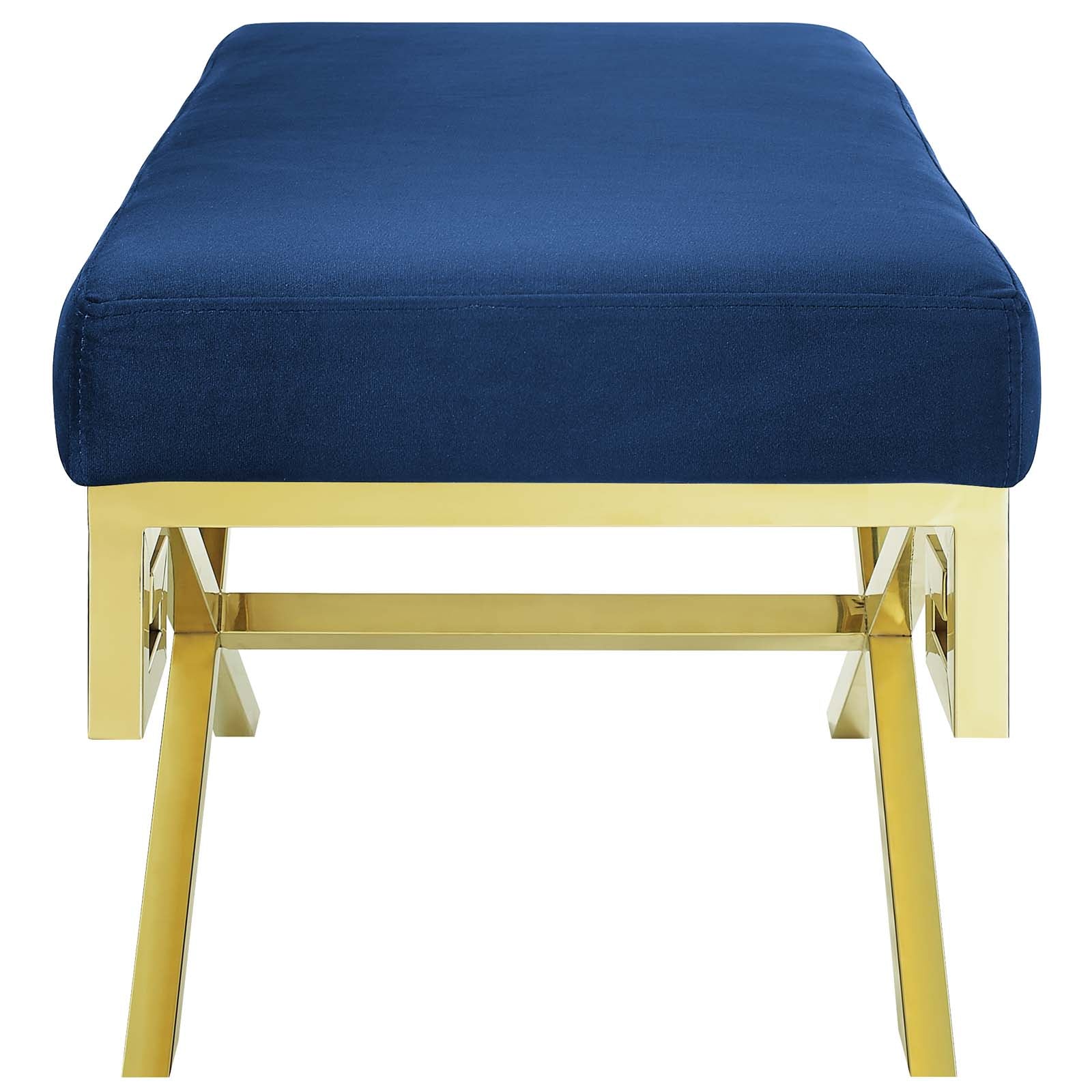 Modway Benches - Rove Velvet Performance Velvet Bench Gold Navy