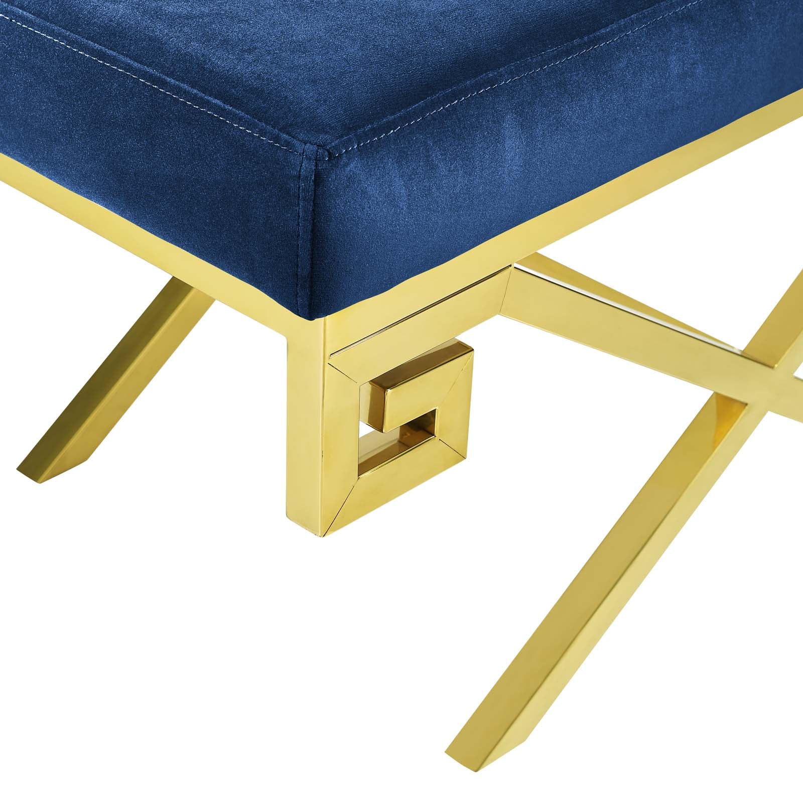 Modway Benches - Rove Velvet Performance Velvet Bench Gold Navy