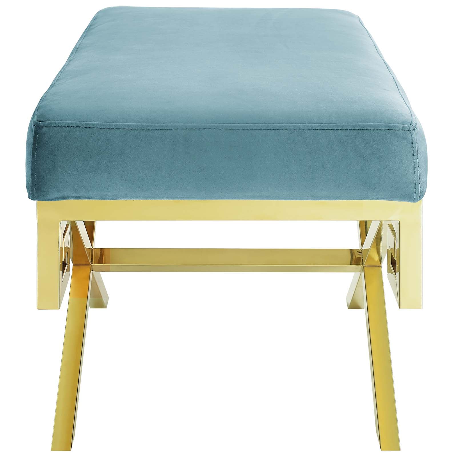 Modway Benches - Rove Velvet Performance Velvet Bench Sea Blue