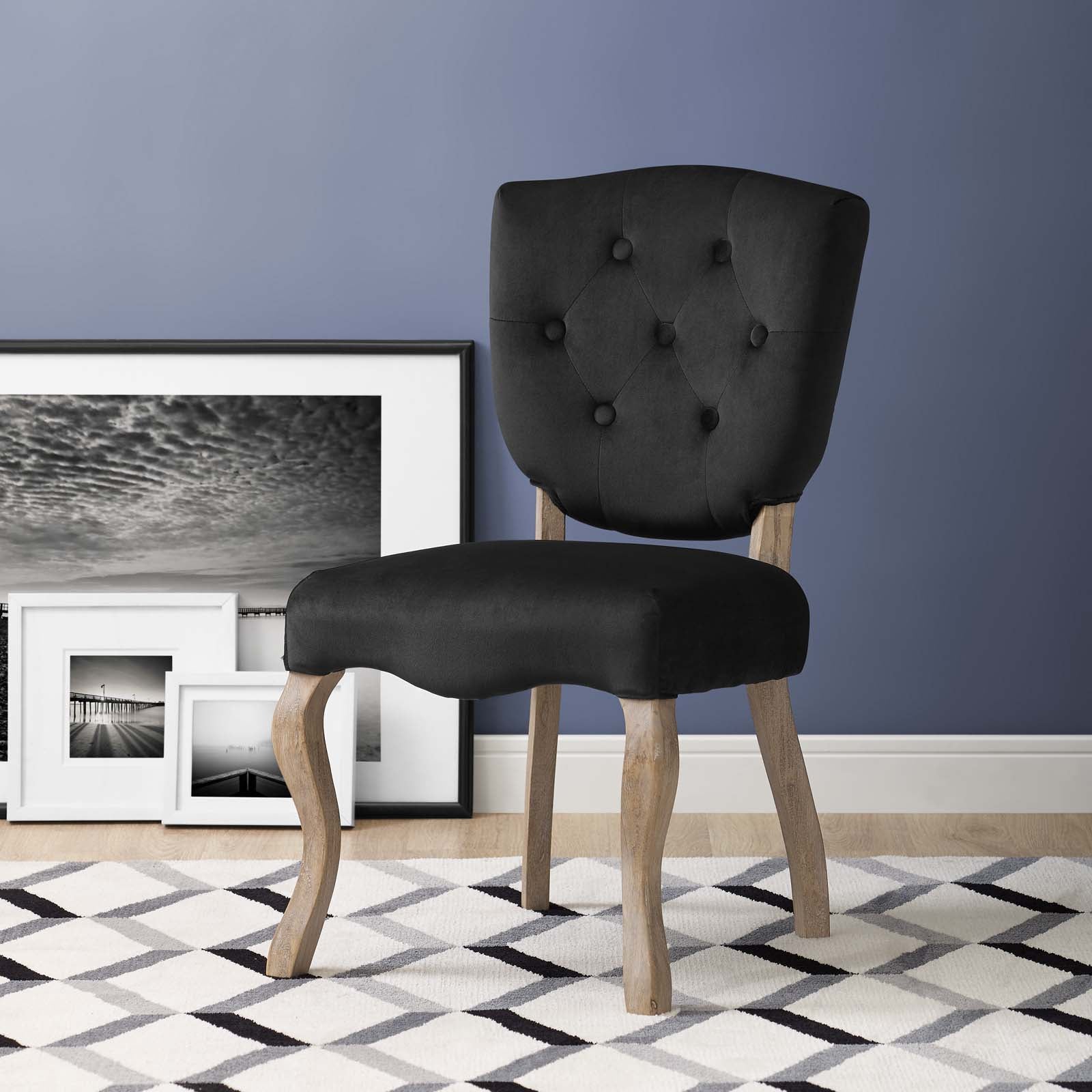 Modway Dining Chairs - Array Performance Velvet Dining Chair Black