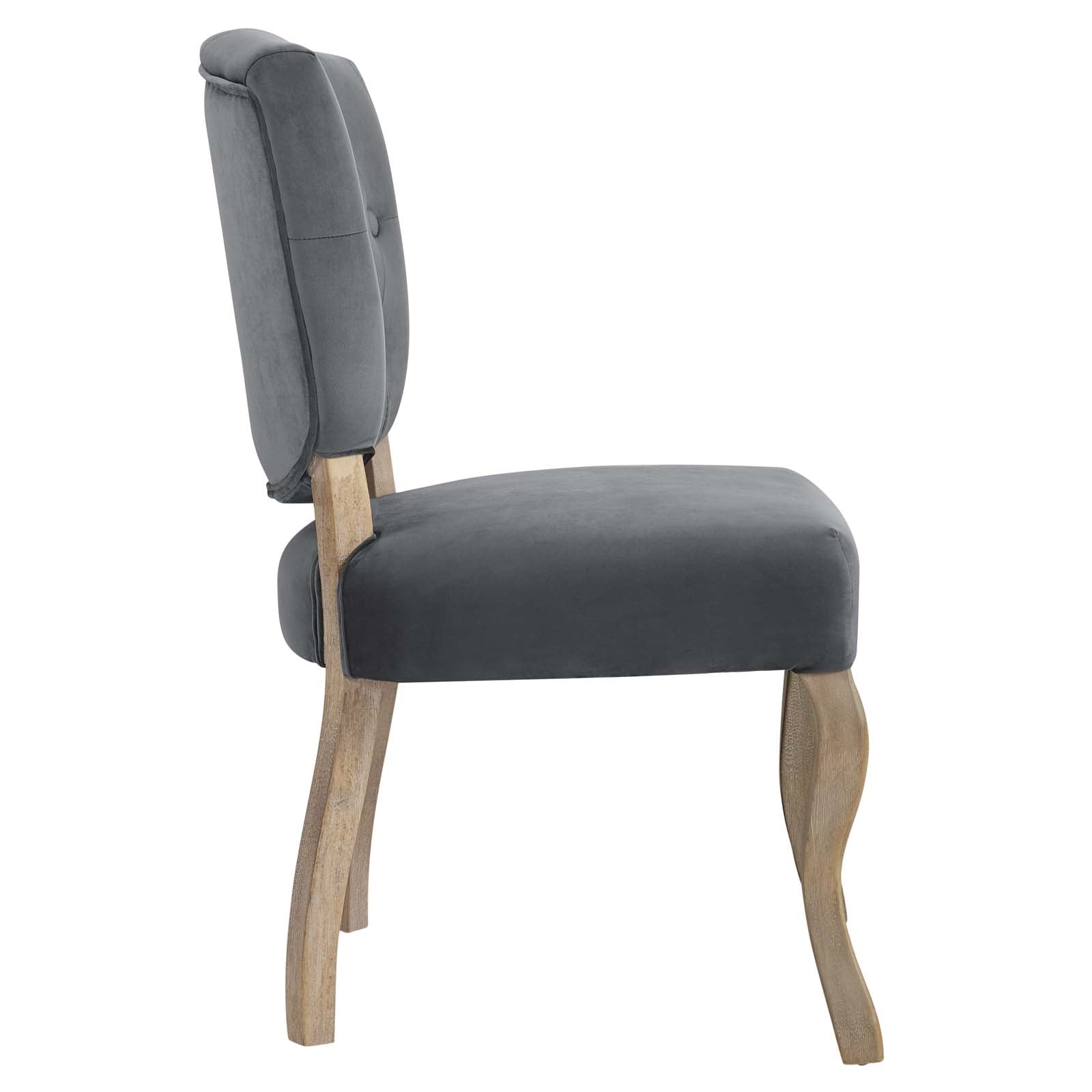 Modway Dining Chairs - Array Vintage French Performance Velvet Dining Side Chair Gray