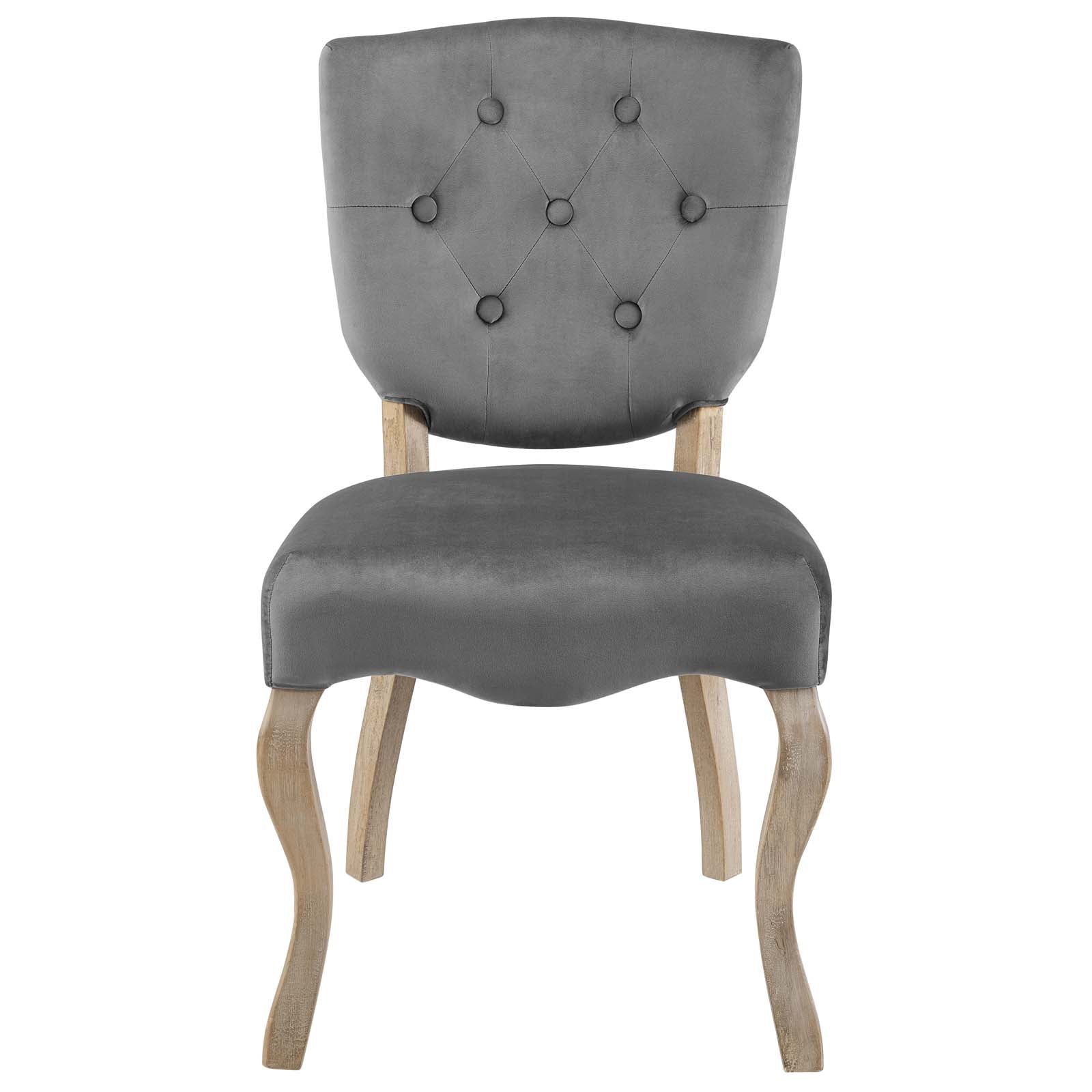 Modway Dining Chairs - Array Vintage French Performance Velvet Dining Side Chair Gray