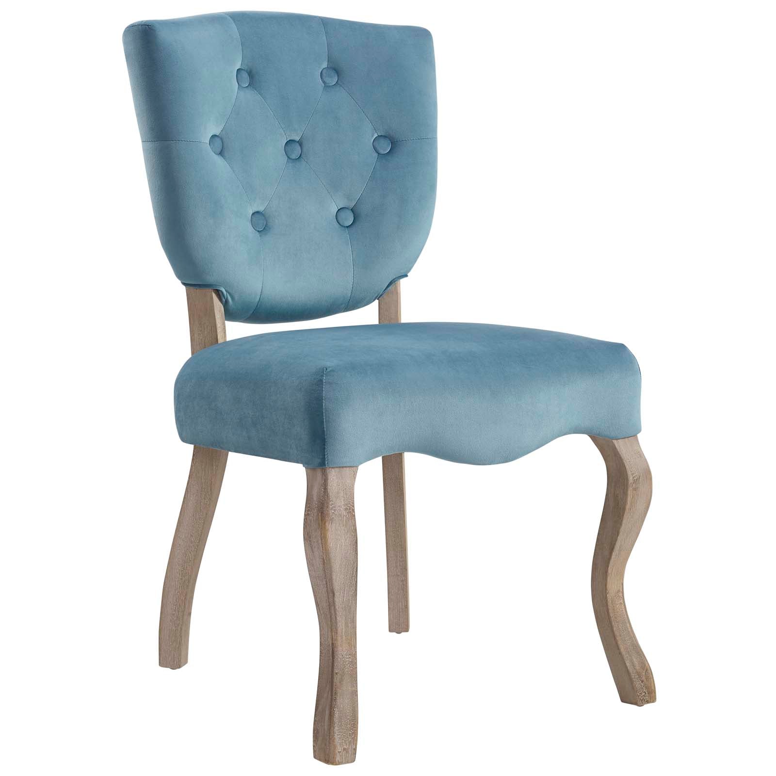 Modway Dining Chairs - Array Vintage French Performance Velvet Dining Side Chair Sea Blue