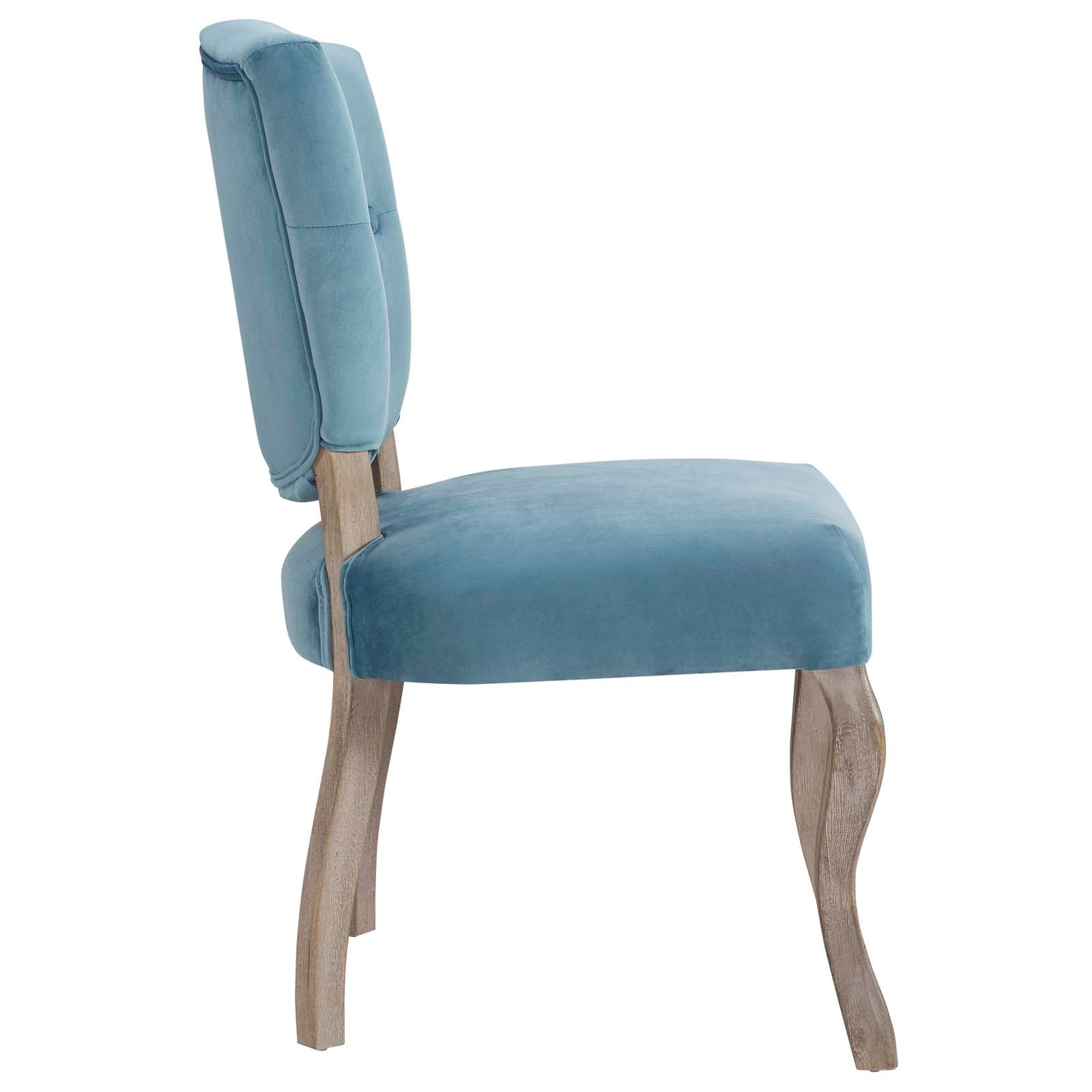 Modway Dining Chairs - Array Vintage French Performance Velvet Dining Side Chair Sea Blue