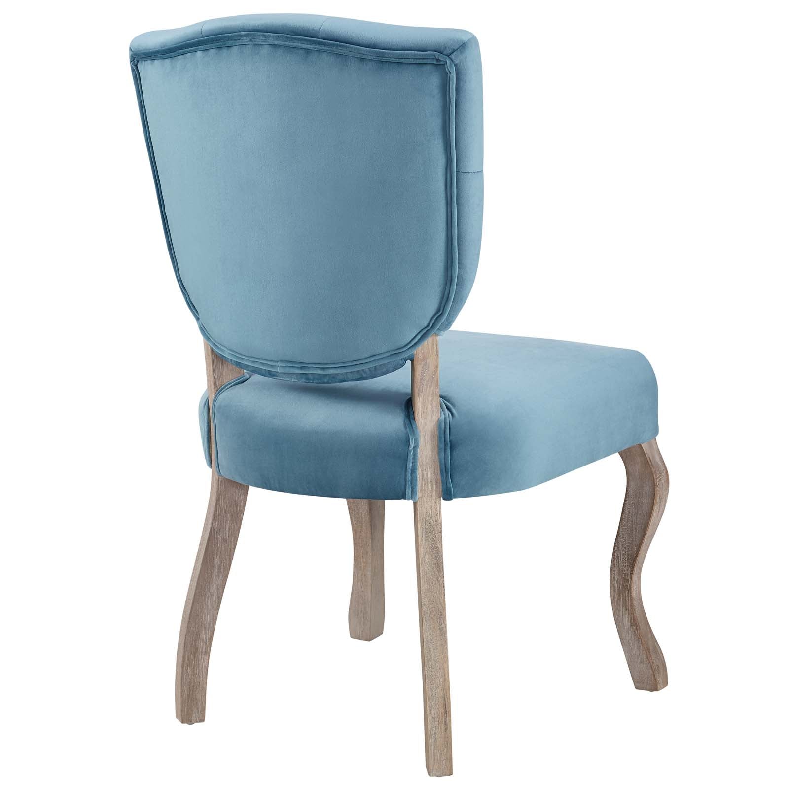Modway Dining Chairs - Array Vintage French Performance Velvet Dining Side Chair Sea Blue