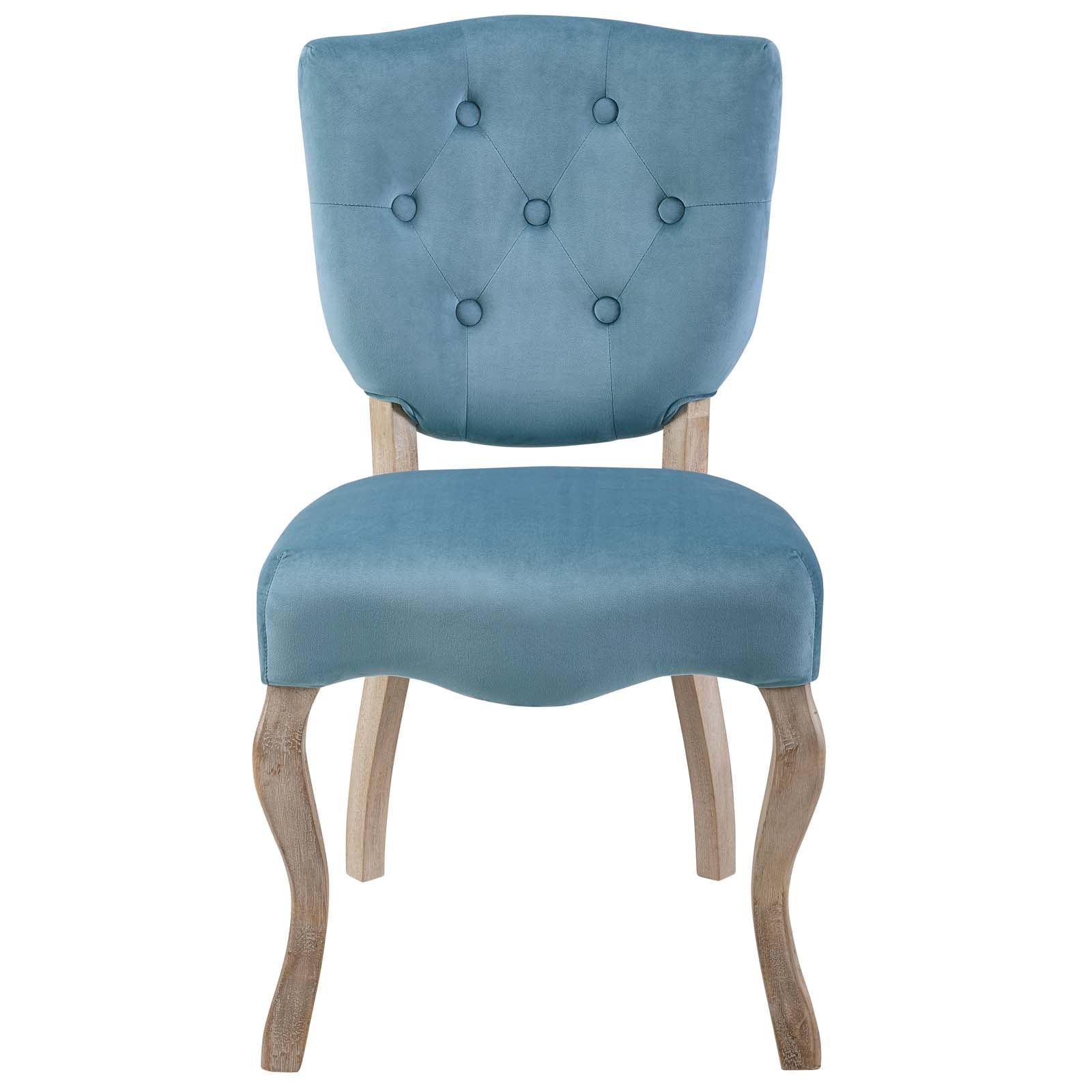 Modway Dining Chairs - Array Vintage French Performance Velvet Dining Side Chair Sea Blue