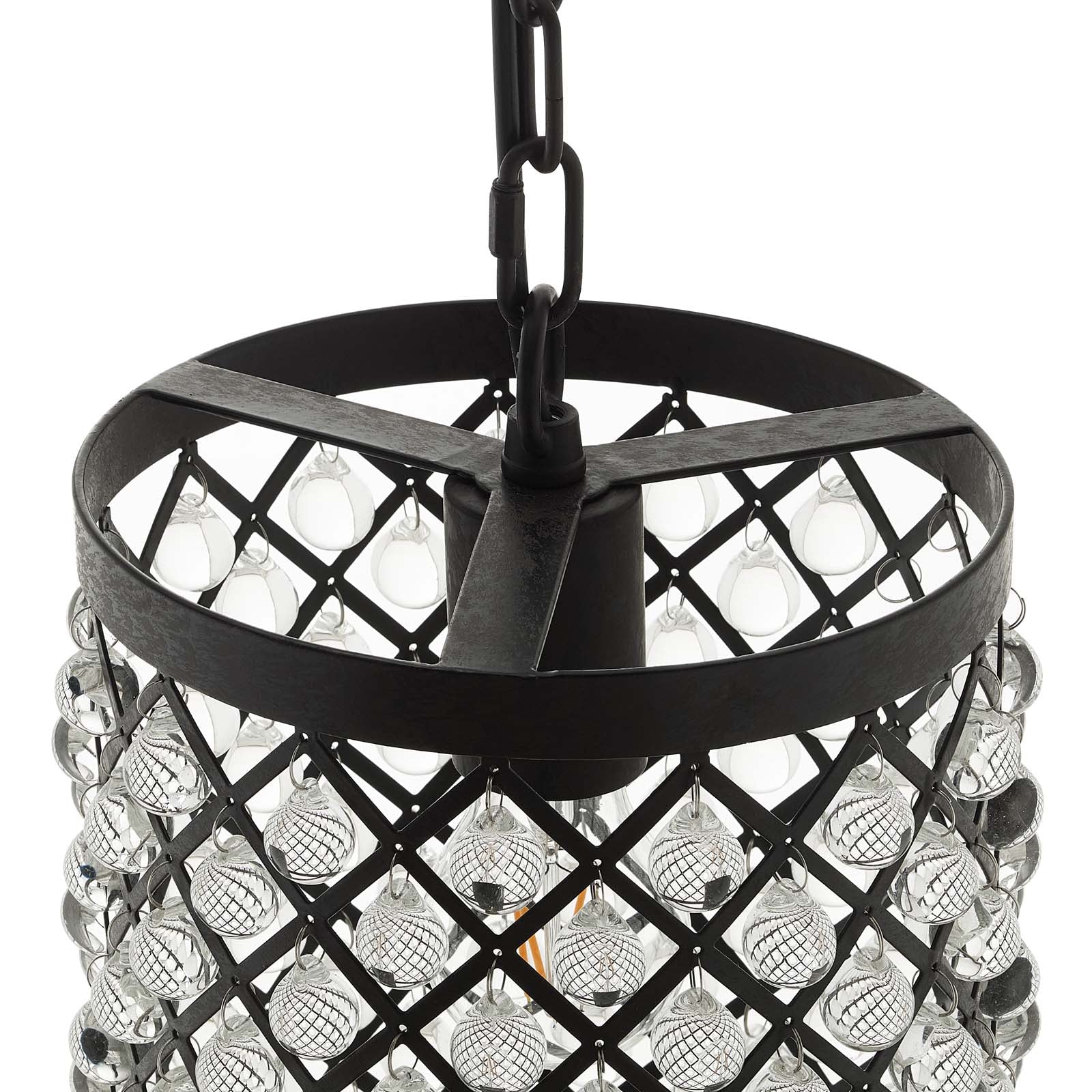 Modway Ceiling Lights - Reflect Glass and Metal Pendant Chandelier Black