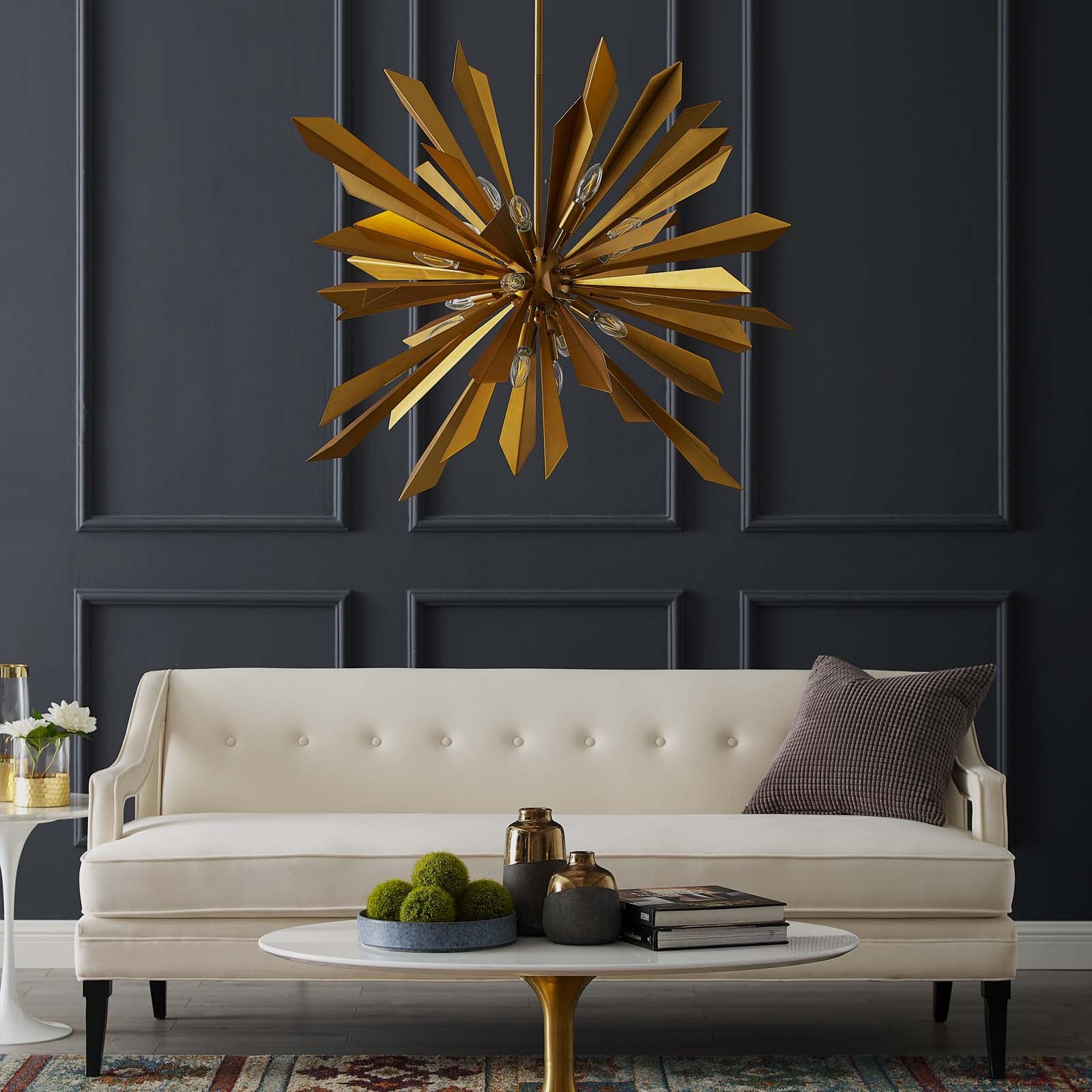 Modway Ceiling Lamps - Pervade-Brass-Pendant-Light-Chandelier-
