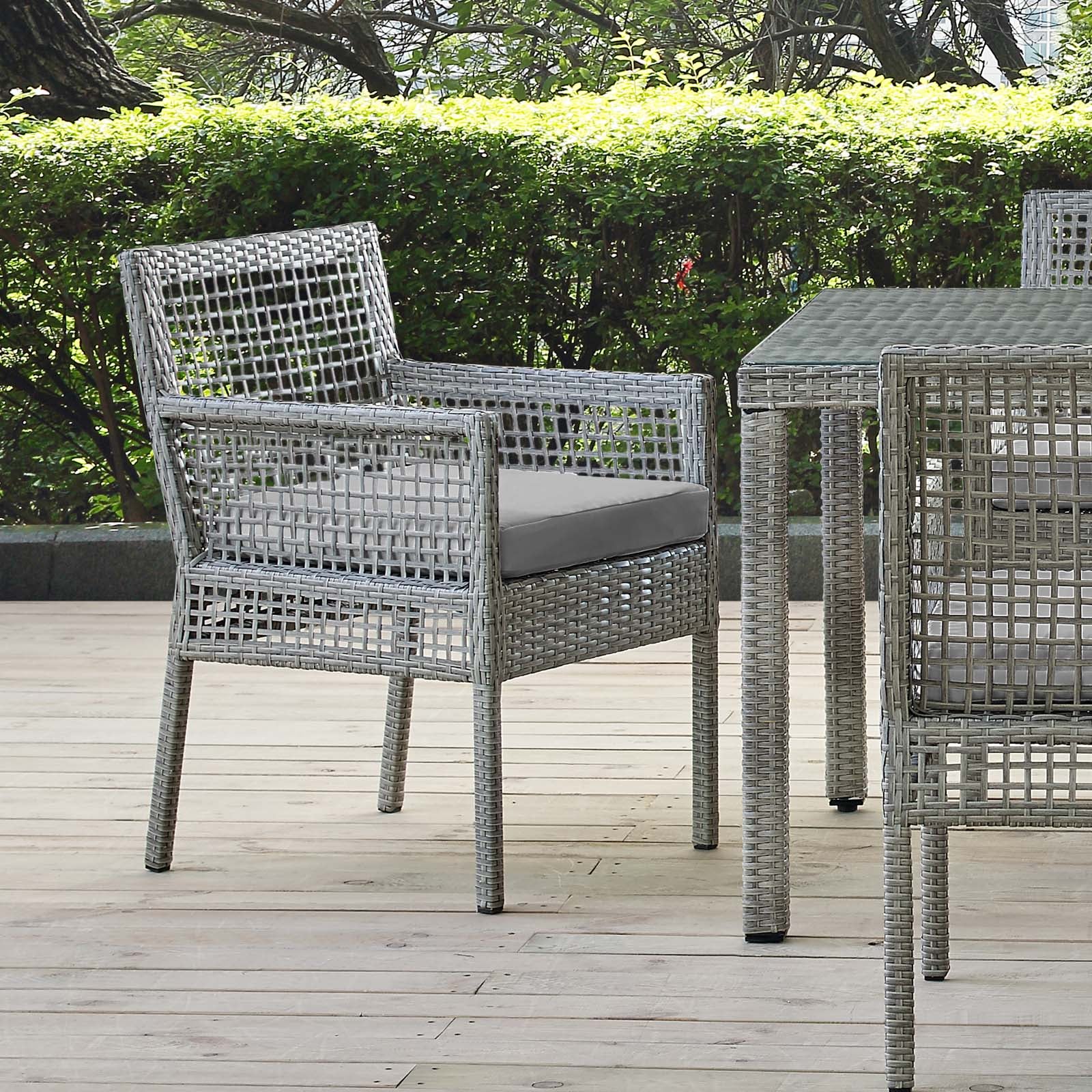 Modway Outdoor Dining Chairs - Aura Outdoor Dining Armchair Gray