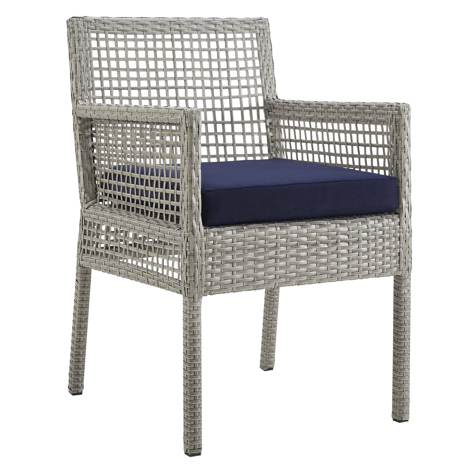 Modway Outdoor Chairs - Aura Outdoor Dining Armchair Gray & Navy