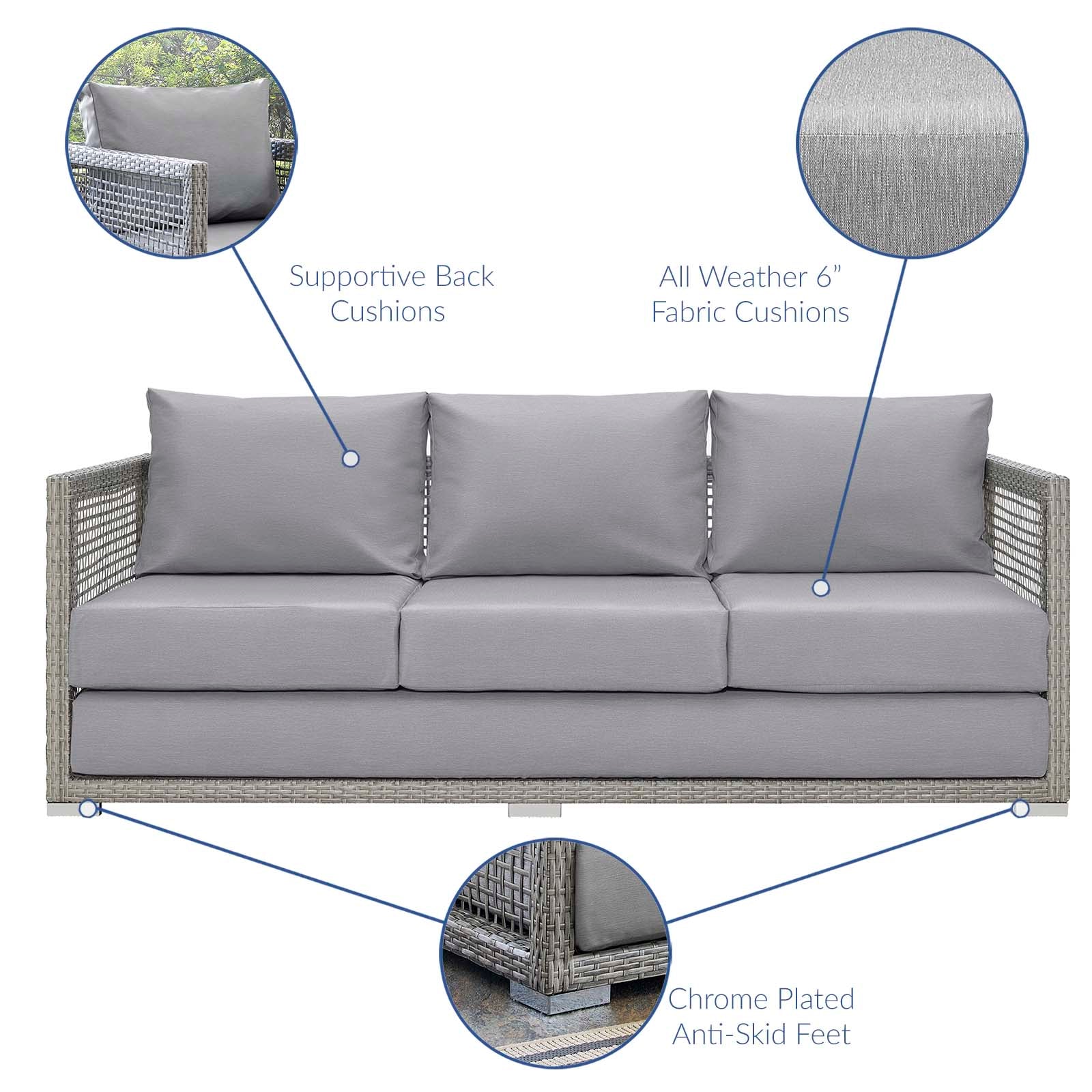 Modway Outdoor Sofas - Aura Outdoor Patio Wicker Rattan Sofa