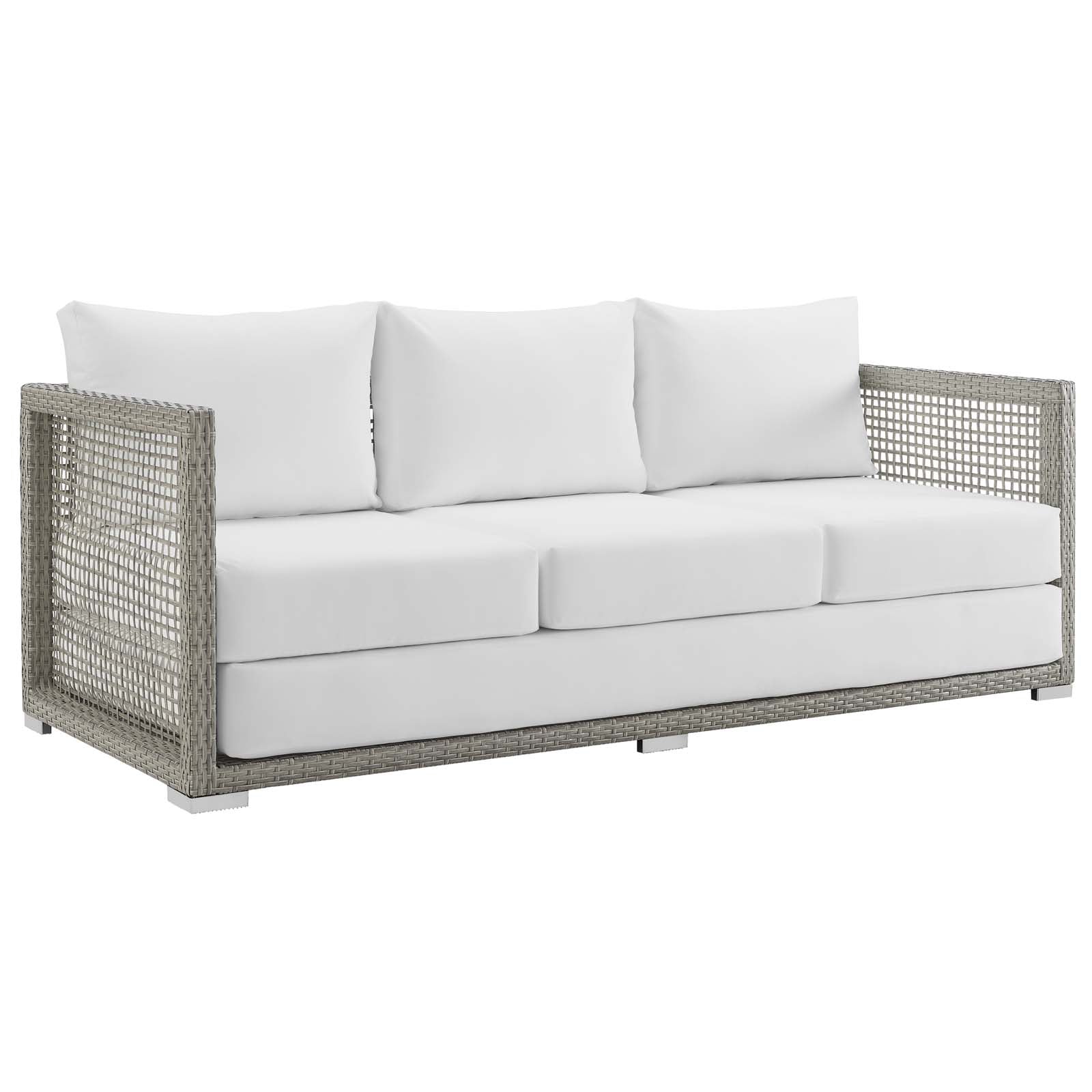 Modway Outdoor Sofas - Aura Outdoor Sofa Gray & White