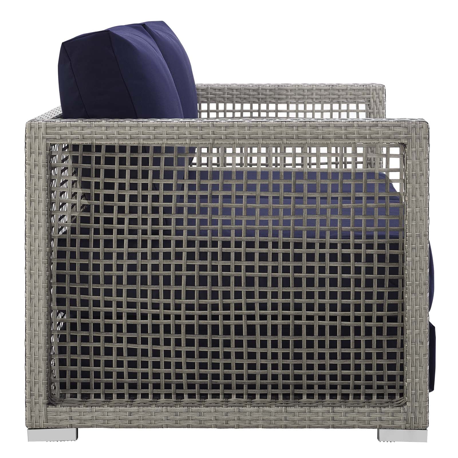 Modway Outdoor Sofas - Aura Outdoor Patio Wicker Rattan Loveseat Gray Navy