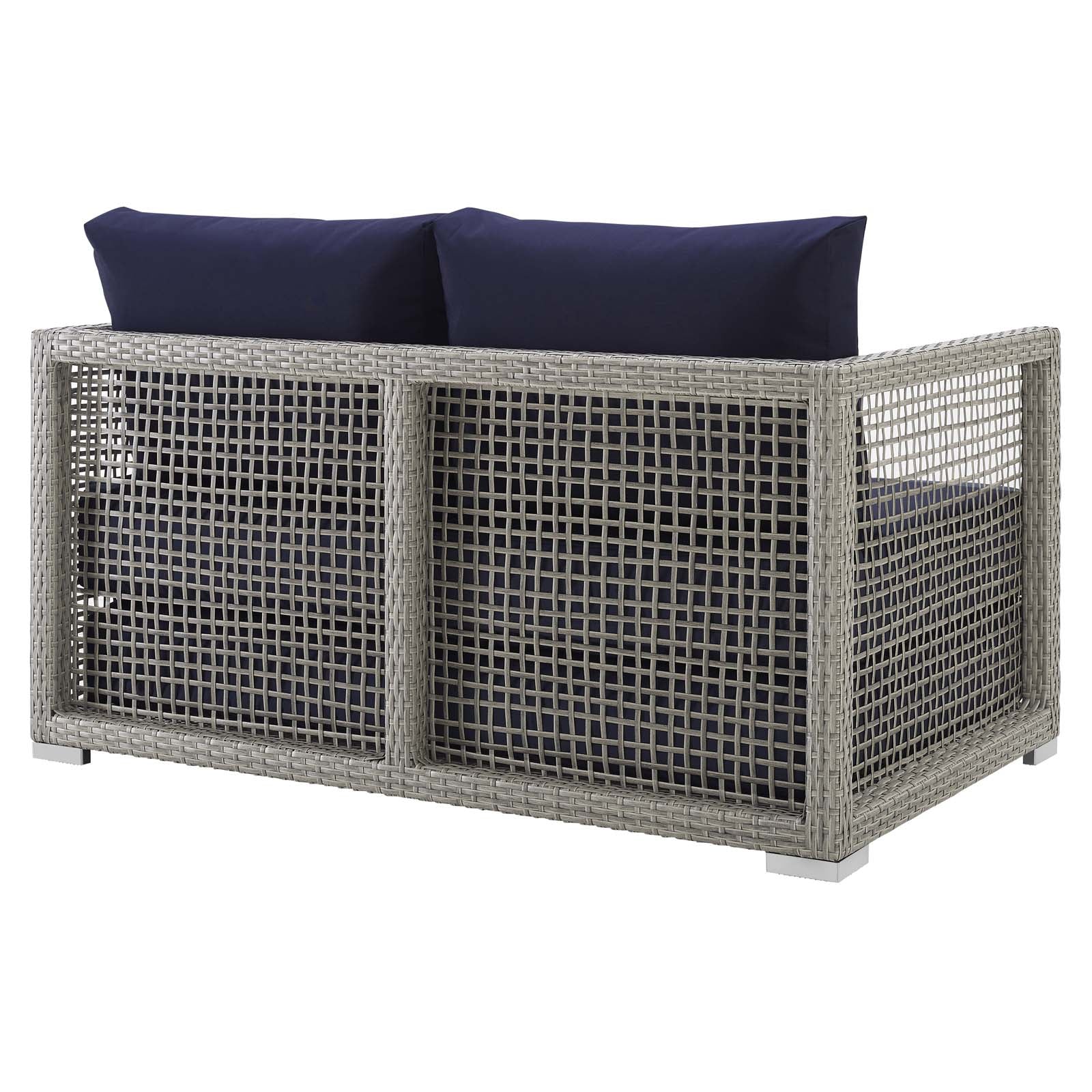 Modway Outdoor Sofas - Aura Outdoor Patio Wicker Rattan Loveseat Gray Navy