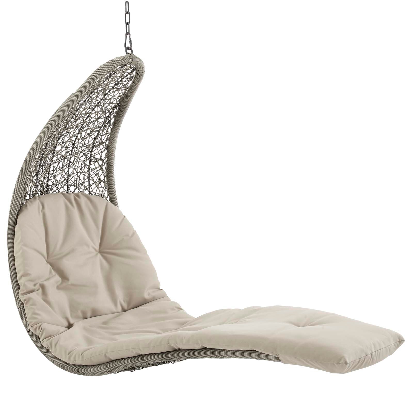 Modway Outdoor Swings - Landscape Hanging Chaise Lounge Outdoor Patio Swing Chair Light Gray Beige