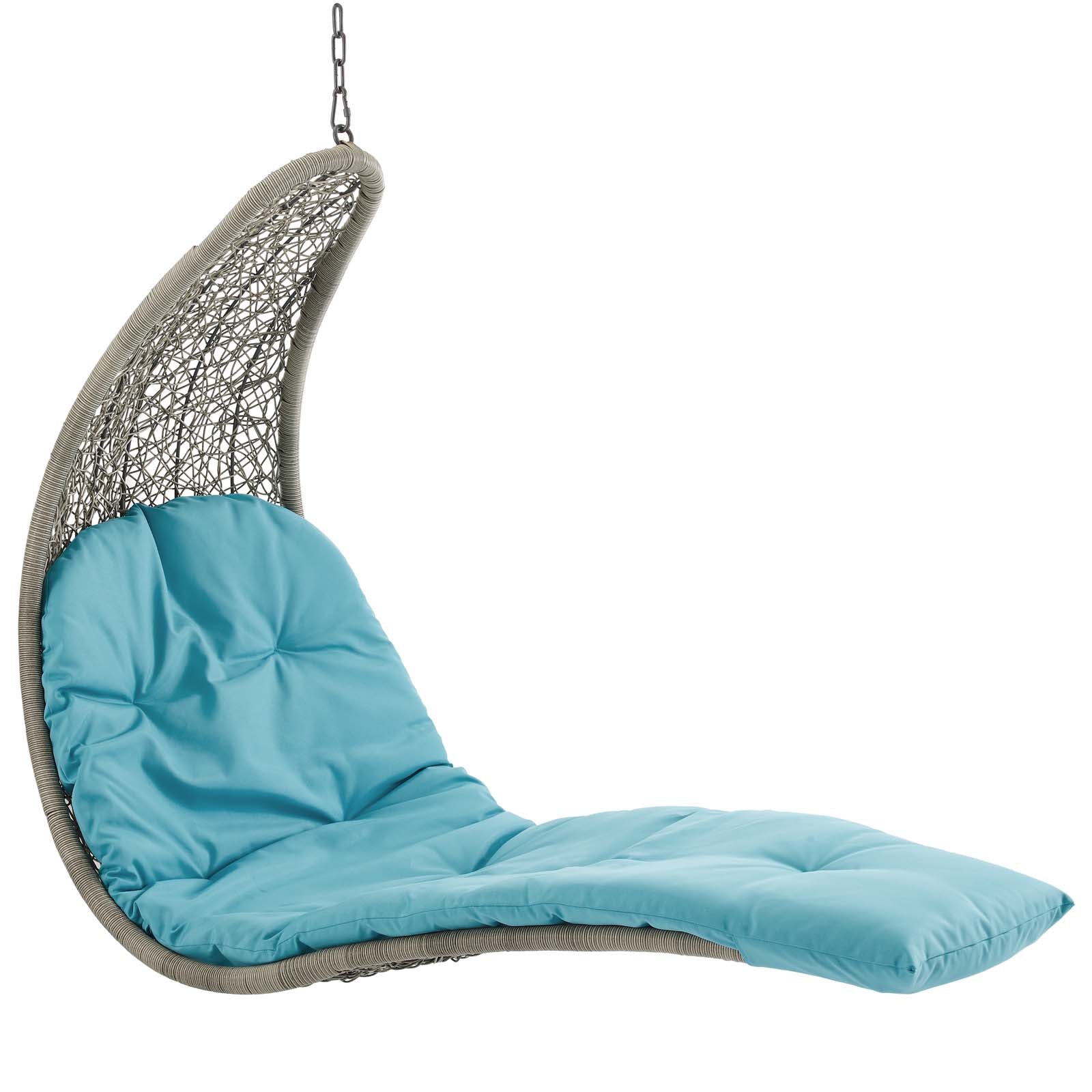 Modway Outdoor Swings - Landscape Hanging Chaise Lounge Outdoor Patio Swing Chair Light Gray Turquoise