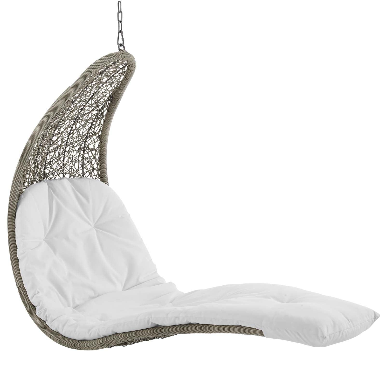 Modway Outdoor Swings - Landscape Hanging Chaise Lounge Outdoor Patio Swing Chair Light Gray White