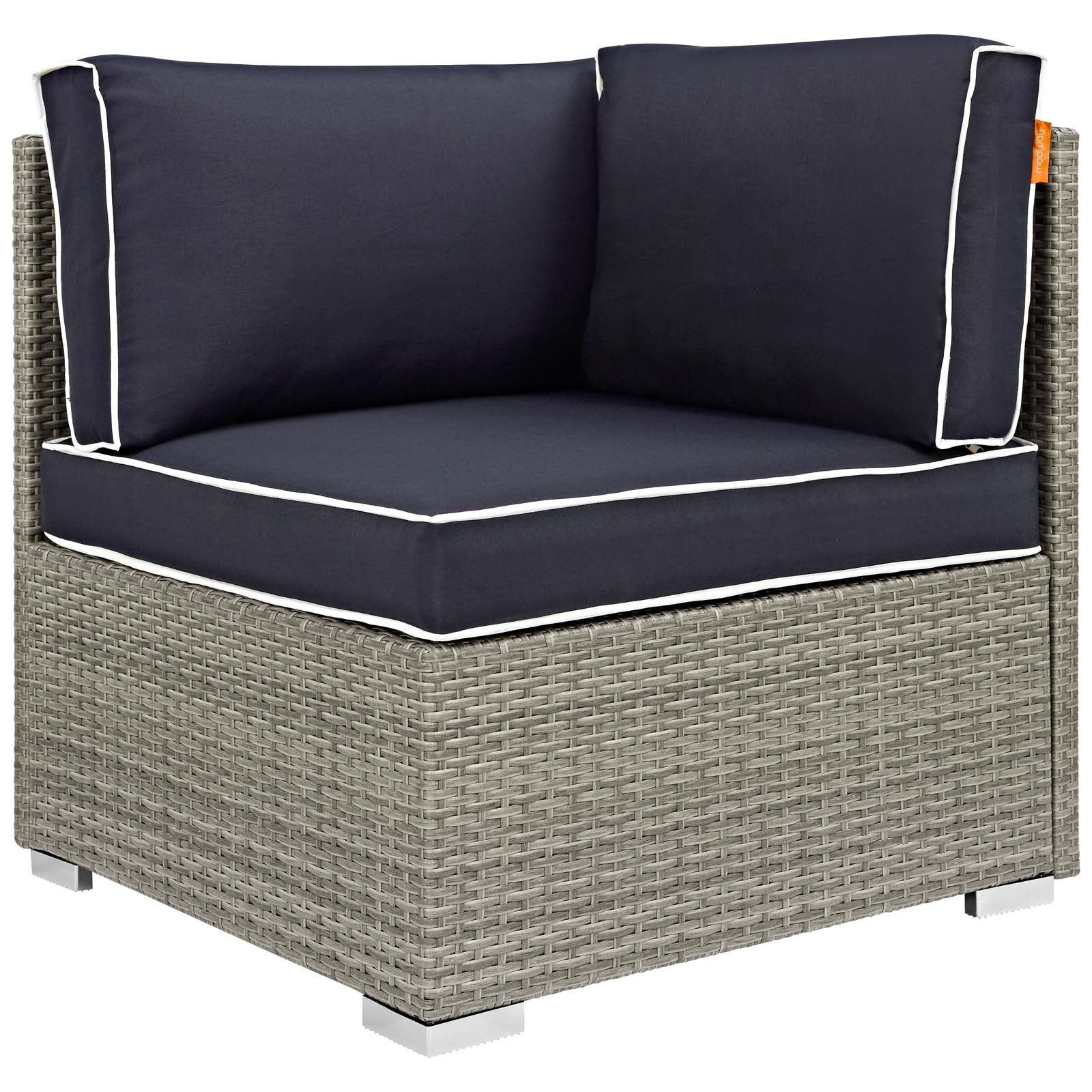 Modway Outdoor Chairs - Repose Outdoor Patio Corner Light Gray Navy