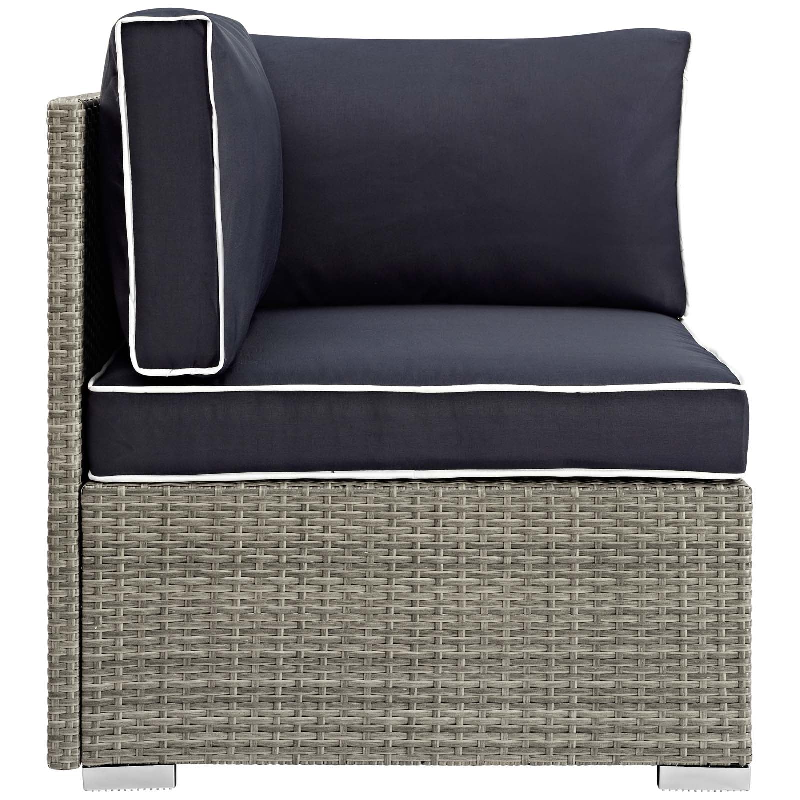 Modway Outdoor Chairs - Repose Outdoor Patio Corner Light Gray Navy