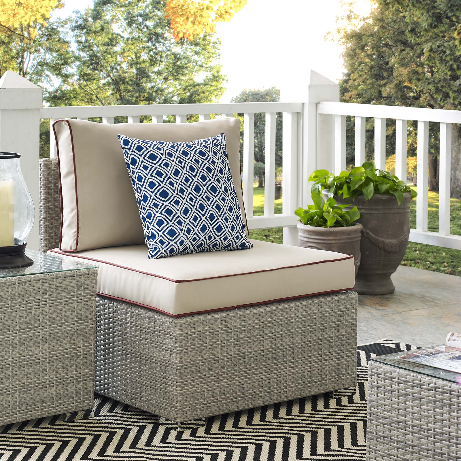 Modway Outdoor Chairs - Repose Outdoor Patio Armless Chair Light Gray Beige
