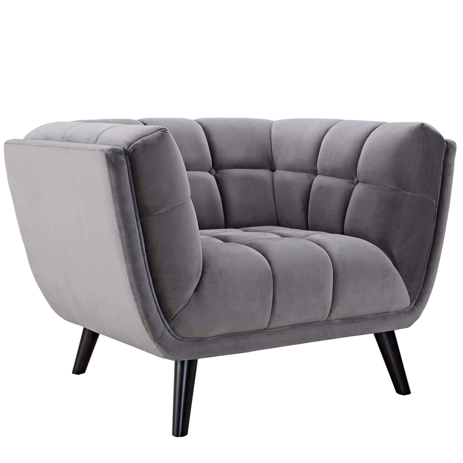 Modway Living Room Sets - Bestow 2 Piece Performance Velvet Loveseat and Armchair Set Gray