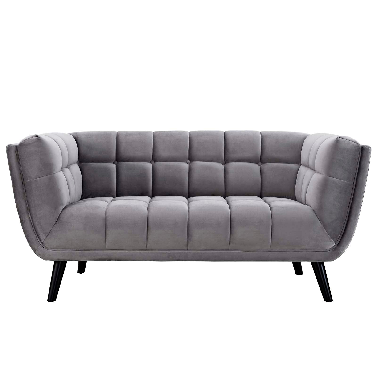 Modway Living Room Sets - Bestow 2 Piece Performance Velvet Loveseat and Armchair Set Gray