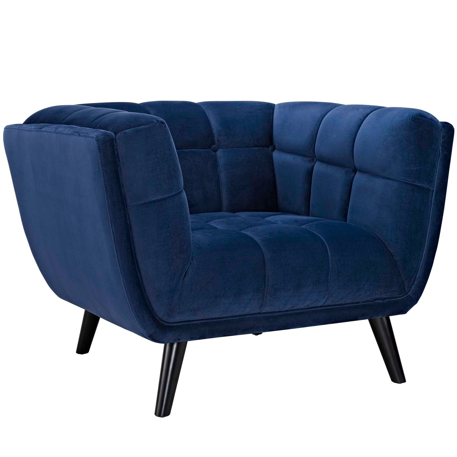 Modway Living Room Sets - Bestow 2 Piece Performance Velvet Loveseat and Armchair Set Navy