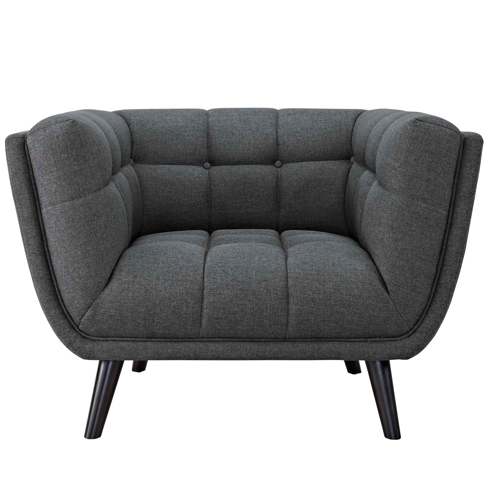 Modway Living Room Sets - Bestow 2 Piece Upholstered Fabric Sofa and Armchair Set Gray