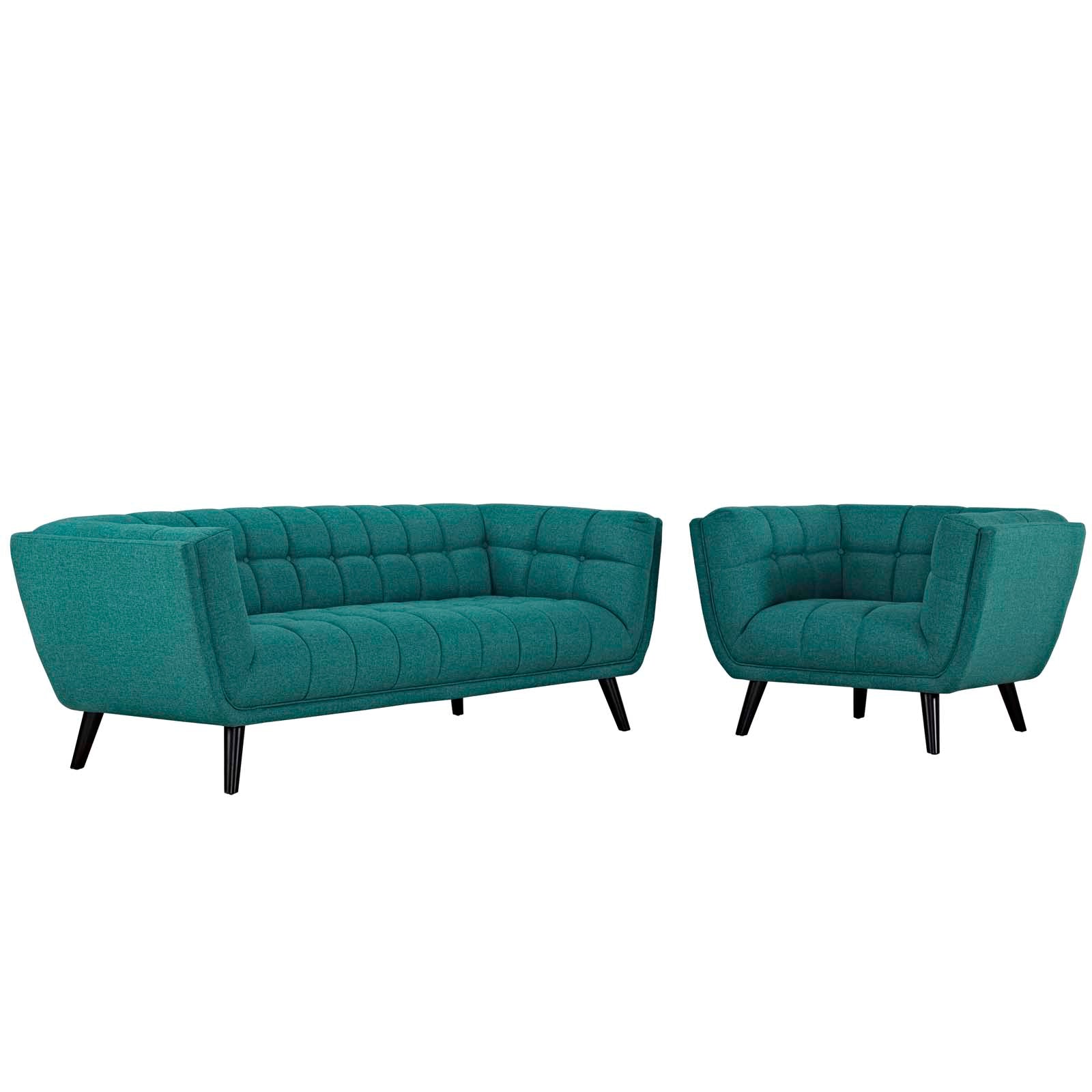 Modway Living Room Sets - Bestow 2 Piece Sofa and Armchair Set Teal