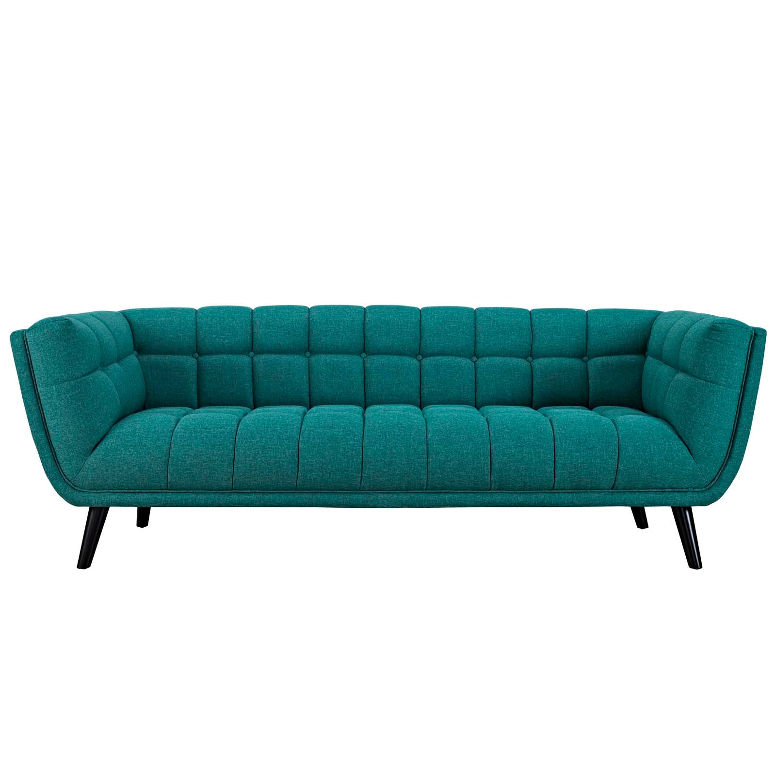 Modway Living Room Sets - Bestow 3 Piece Upholstered Fabric Sofa and Armchair Set Teal