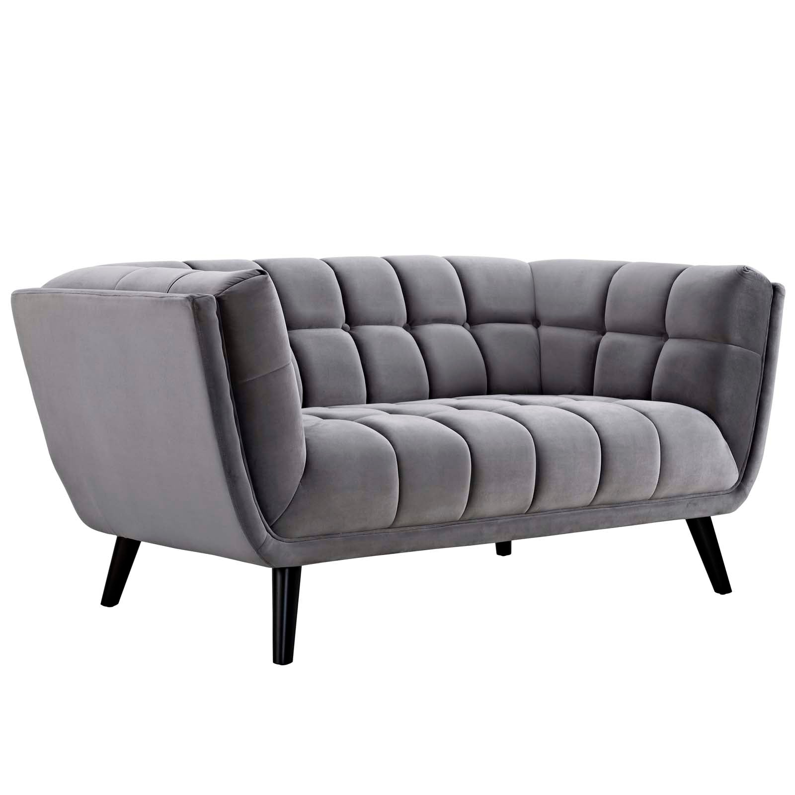Modway Living Room Sets - Bestow 3 Piece Performance Velvet Sofa Loveseat and Armchair Set Gray