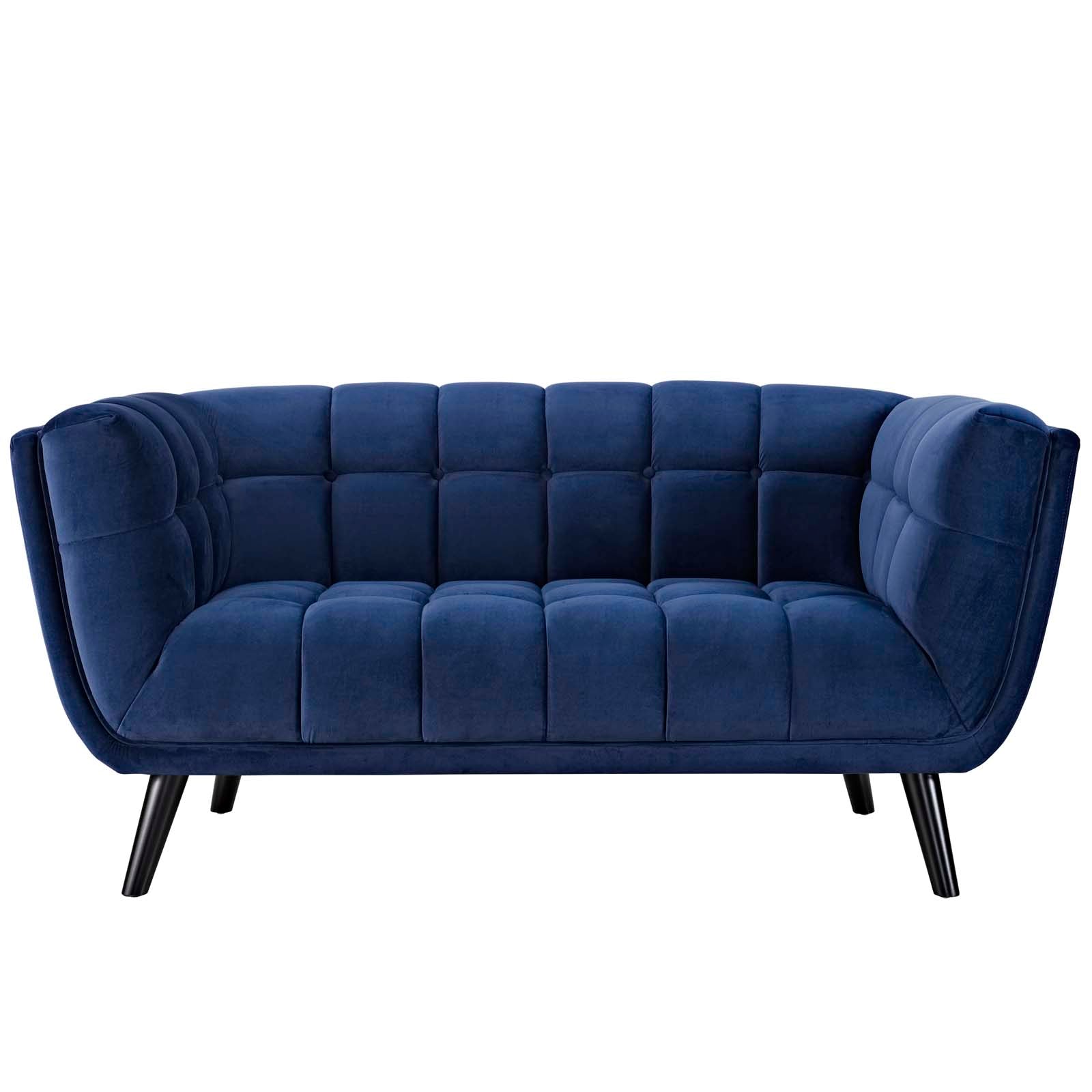 Modway Sofas & Couches - Bestow Performance Velvet Sofa and Loveseat Set Navy ( Set of 2 )