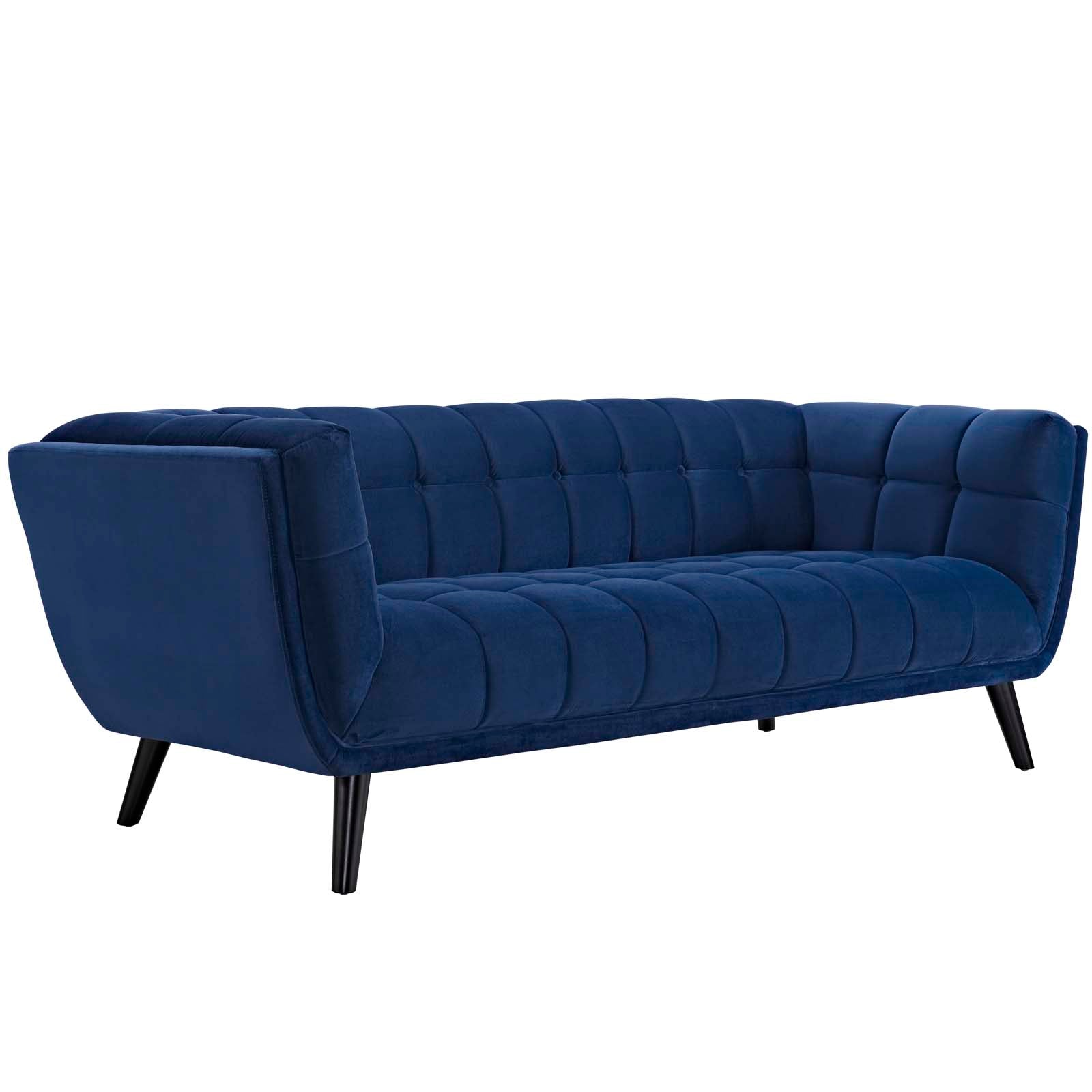 Modway Sofas & Couches - Bestow Performance Velvet Sofa and Loveseat Set Navy ( Set of 2 )