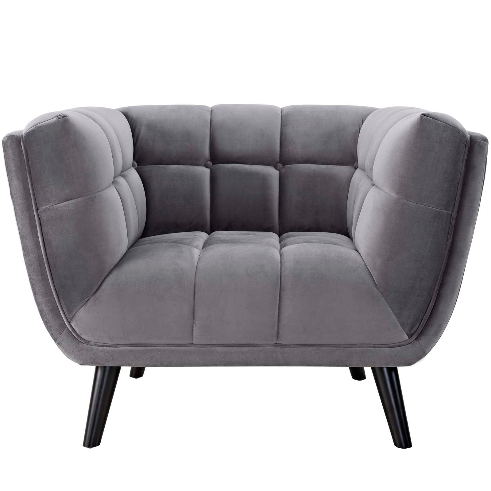 Modway Living Room Sets - Bestow 2 Piece Performance Velvet Sofa and Armchair Set Gray
