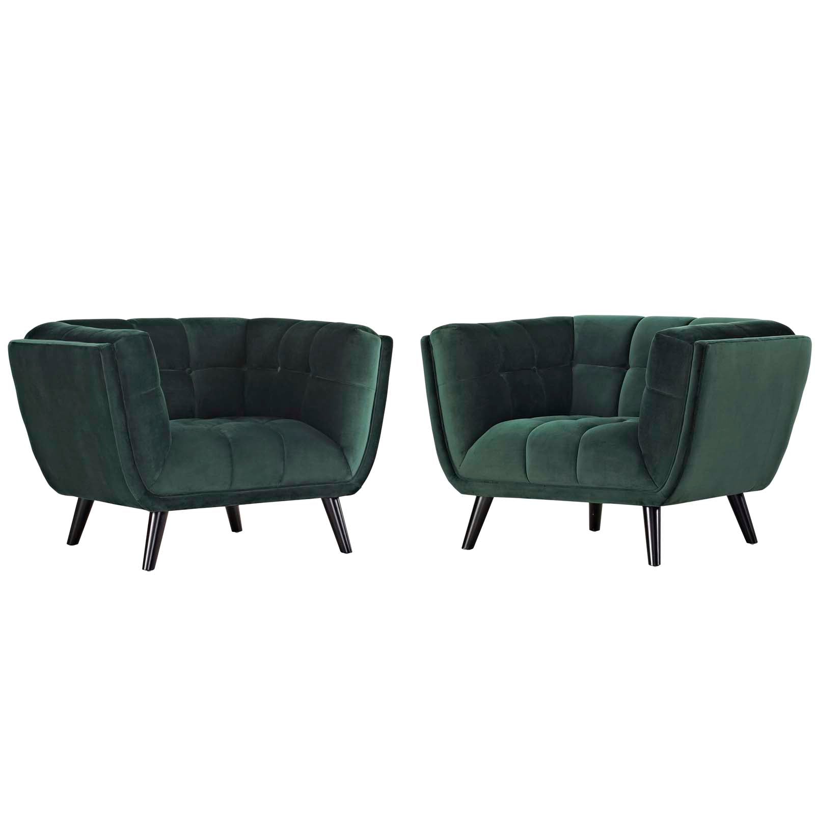 Modway Living Room Sets - Bestow 2 Piece Performance Velvet Armchair Set Green