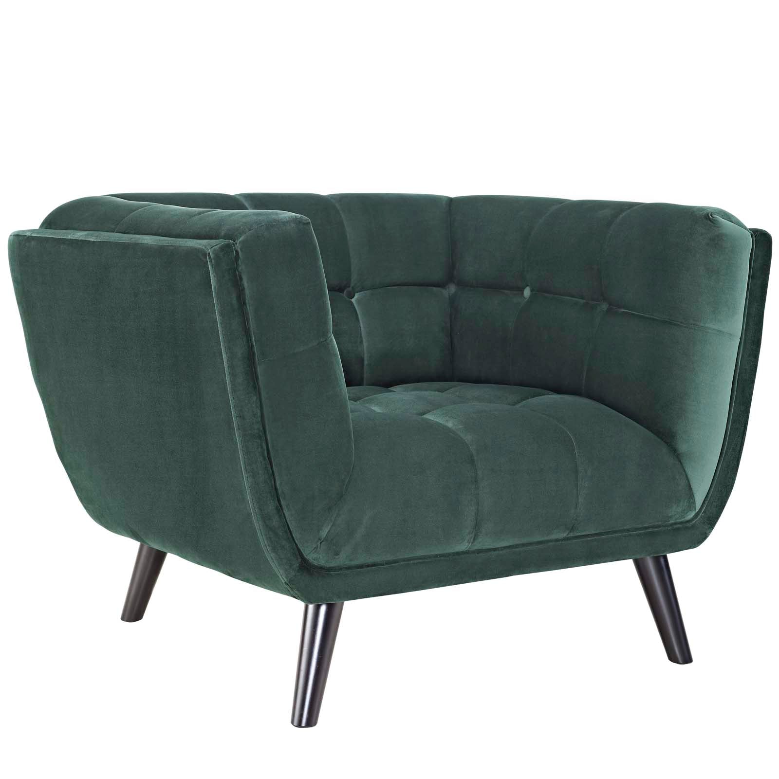 Modway Living Room Sets - Bestow 2 Piece Performance Velvet Armchair Set Green