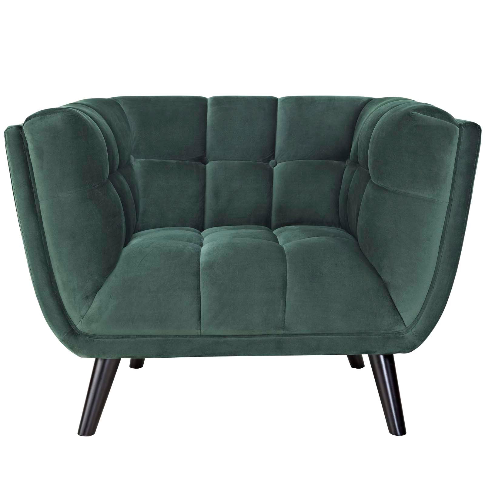 Modway Living Room Sets - Bestow 2 Piece Performance Velvet Armchair Set Green