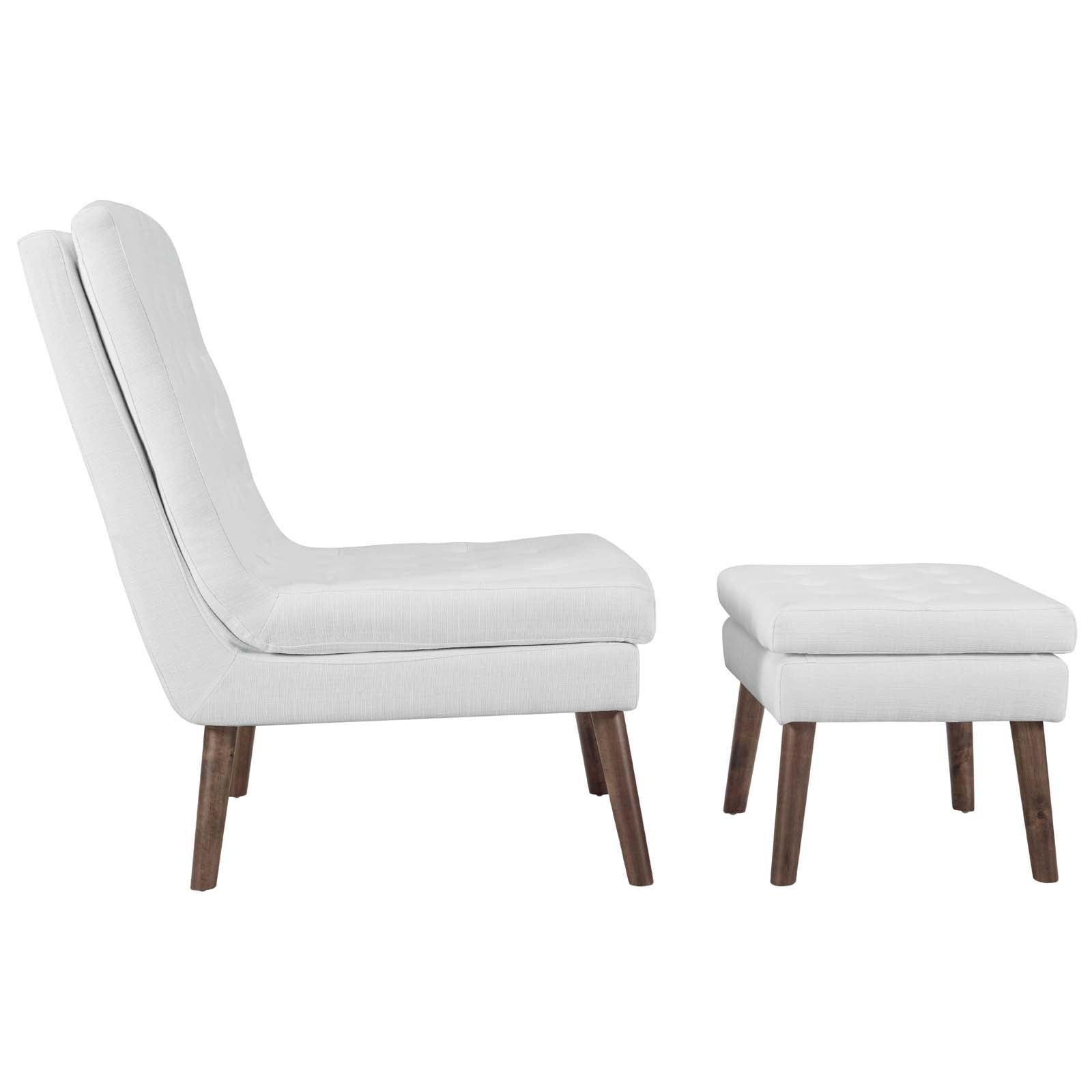 Modway Living Room Sets - Modify Upholstered Lounge Chair and Ottoman White