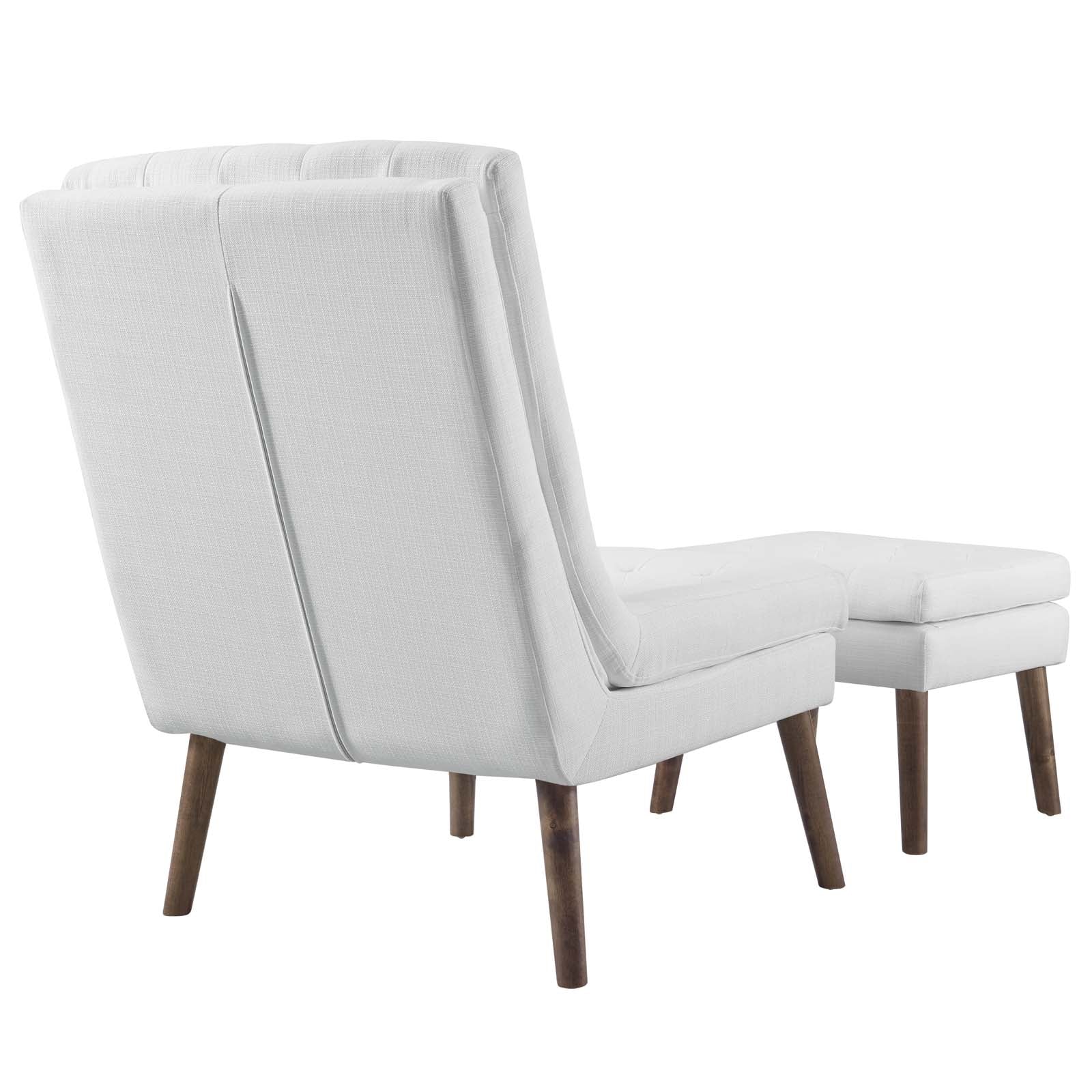 Modway Living Room Sets - Modify Upholstered Lounge Chair and Ottoman White